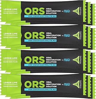 Fluid Tactical - ORS (Oral Rehydration Solution), Recover Faster, Extreme Dehydration Electrolytes, 12pack (Lemon Lime)
