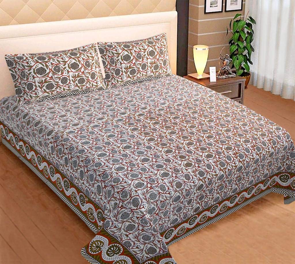 XFY bedsheet Double Bed Cotton King Size with 2 Pillow Cover Combo (90