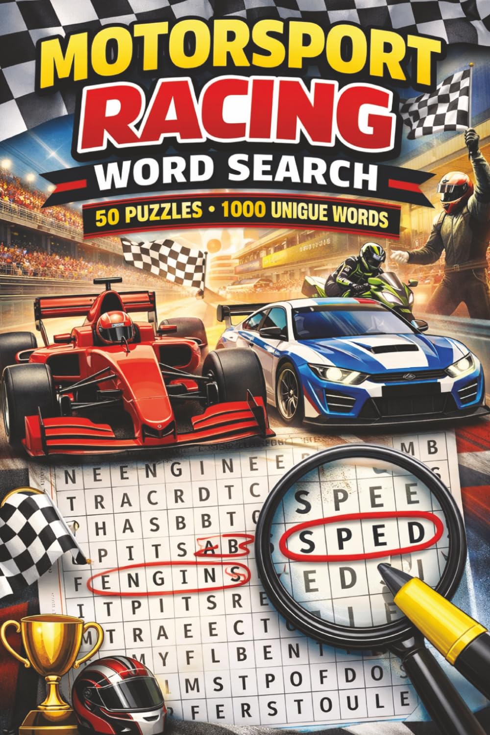 Motorsport Racing Word Search: 50 High-Speed Puzzles Featuring 1000 Racing Terms from Formula Racing, Stock Cars, Rally, Endurance, and Motorsport Legends