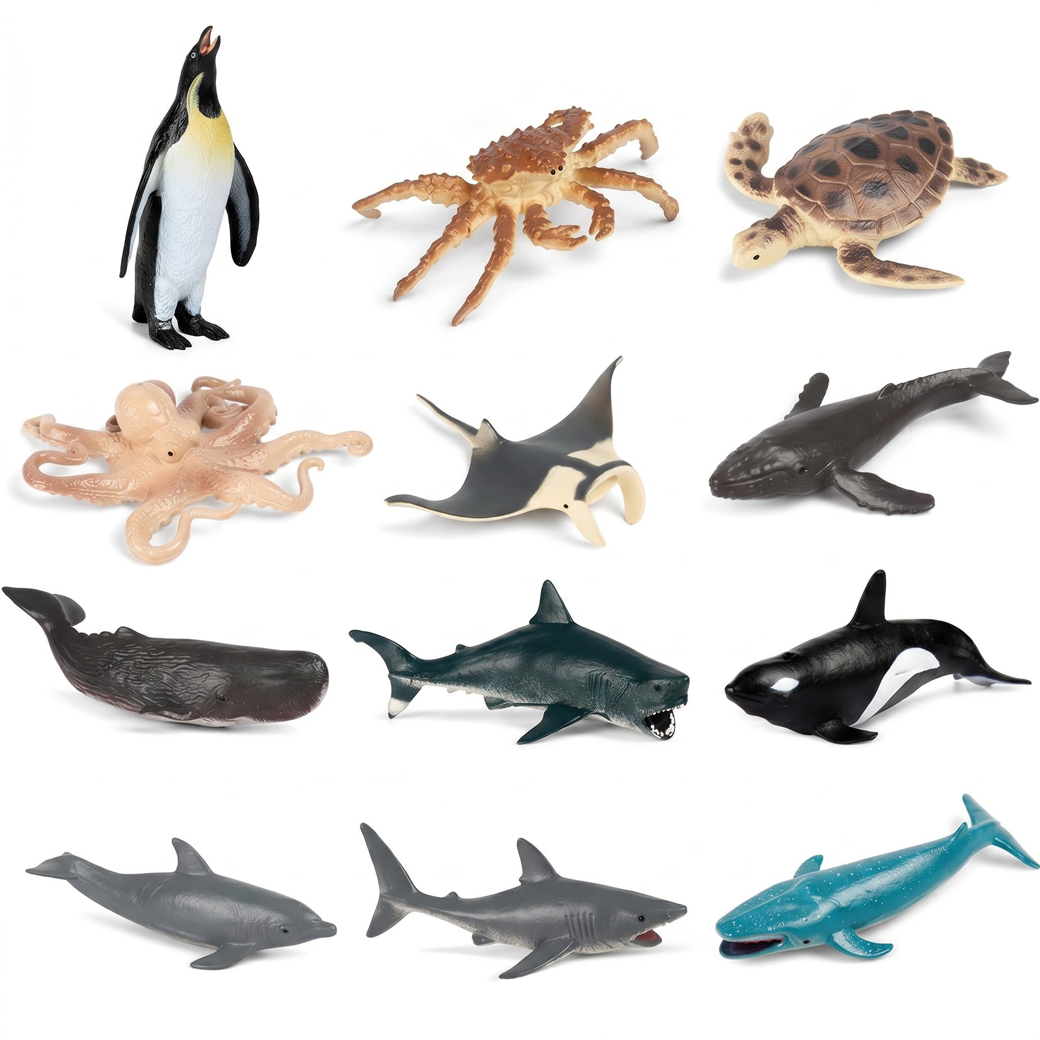PORUPAEL 12Pcs Realistic Sea Animal Figures, Educational Toy Gift for Kids