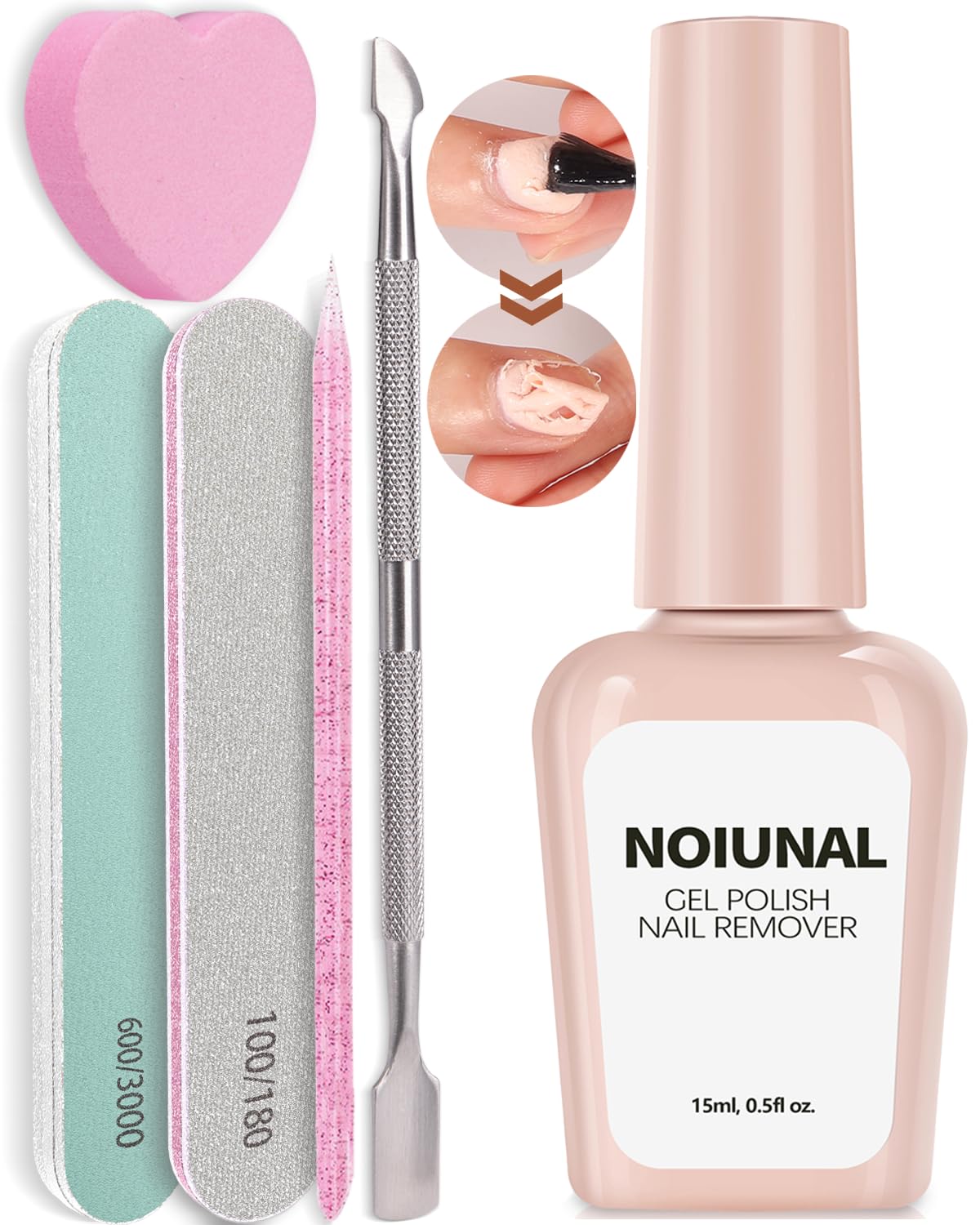 Gel Polish Remover Gel Nail Polish Remover 15ML Kit Easy Safe Gel Remover For Nails in 2-5 Minutes No Soaking or Wrapping Gel Remover with Tools 0.5 Fl Oz (Pack of 1)