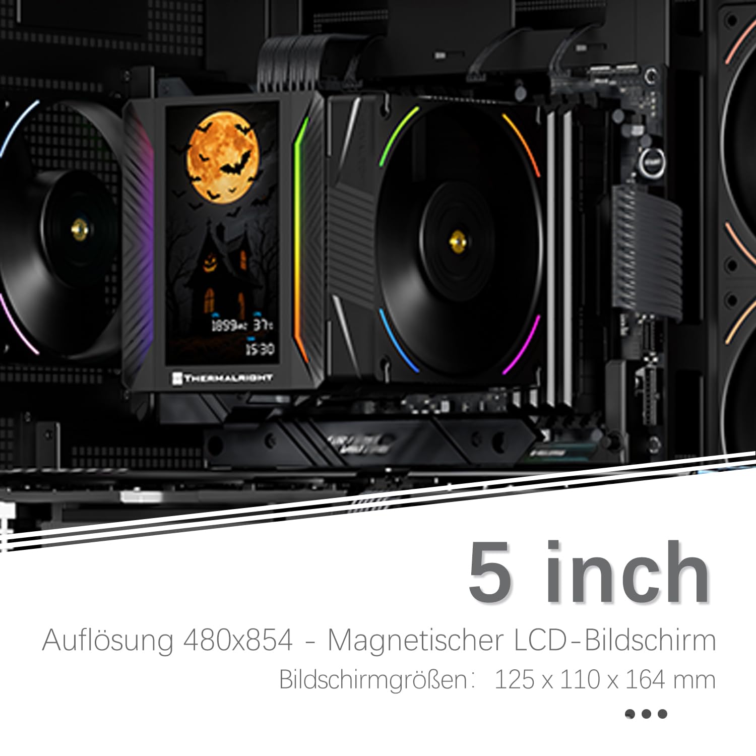 TR-Thermalright Peerless Assassin 120 Vision MAX ARGB Nero, Ventola di Raffreddamento CPU a Doppio Torre con 6 Heatpipes e Display IPS da 5 Pollici, per AM5/AM4 e Intel 1700/1851