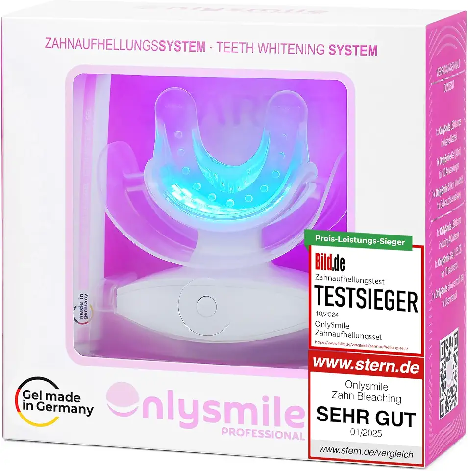 Onlysmile Zahnbleaching Set professionell | Testsieger 2024-2025 | All in One Teeth Whitening Kit für Weiße Zähne mit sofort Effekt | Sichere Zahnaufhellung Bleaching Zähne aufhellen | Zahn bleach set