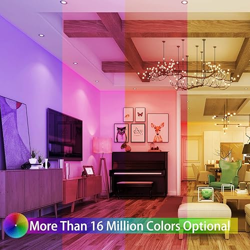 Miniatura 3 de KATUR Tira de luces LED de 32.8 pies, IP65 resistente al agua, 300 LED 5050 RGB, 16 millones de colores, aplicación WiFi inteligente y control de