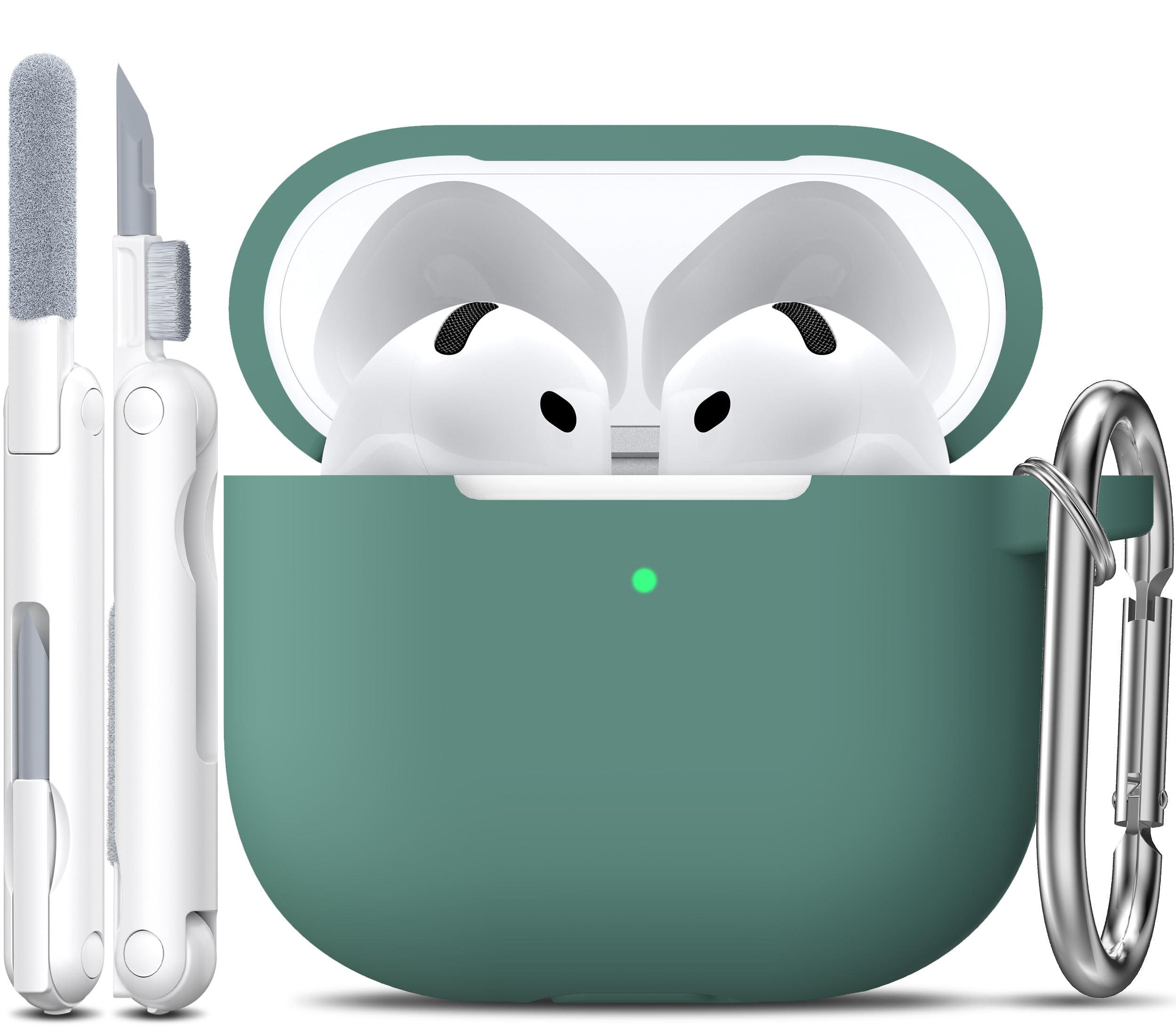 R-fun for Airpods 4 Case Cover with Cleaner Kit, Soft Silicone Case with Keychain, Full Protective Cover for Men and Women, Compatible with Apple