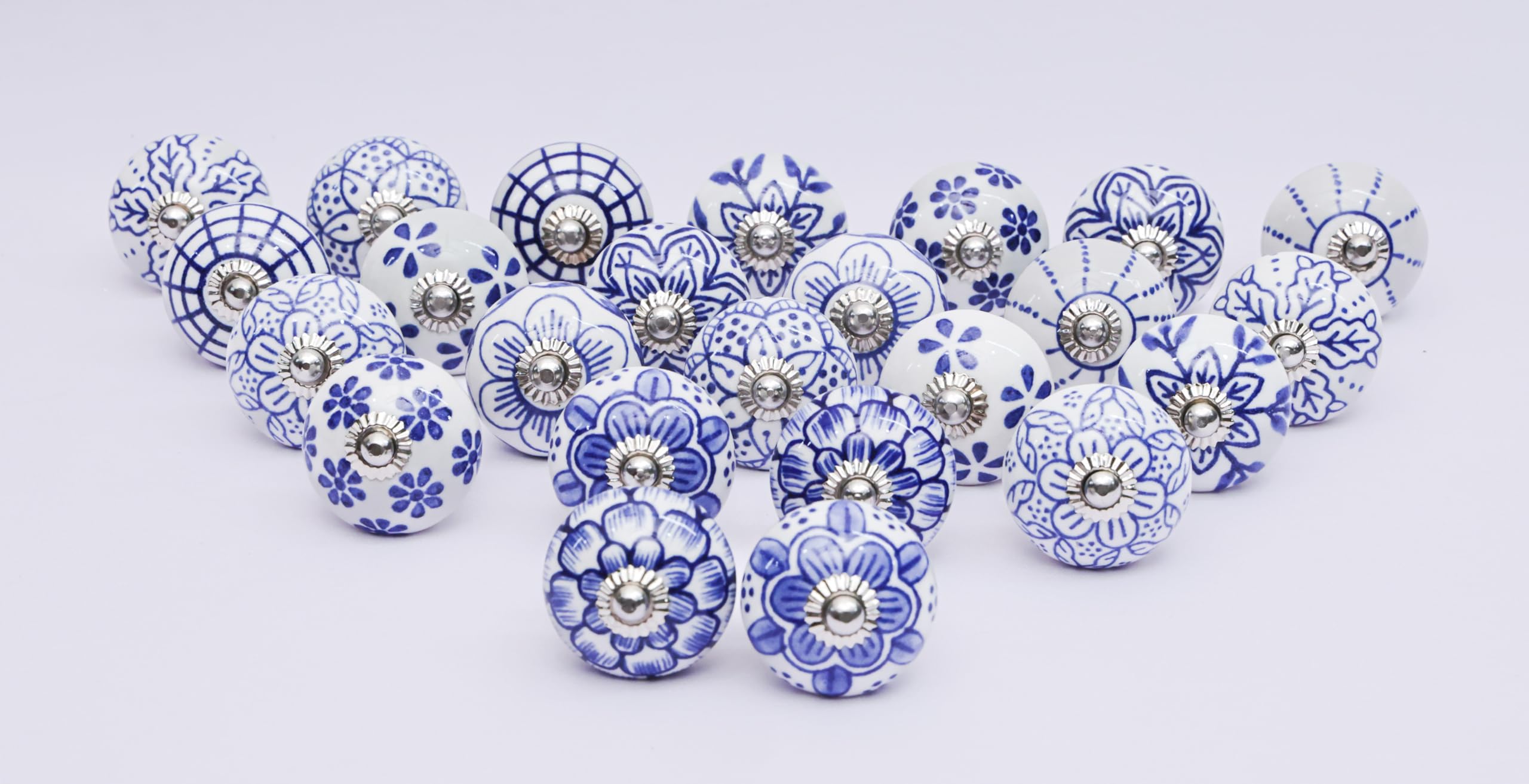 Pack of 24 Round Blue Ceramic Handpainted Door Knobs (B0CQLV8XXJ) Amazon Price History, Amazon Price Tracker