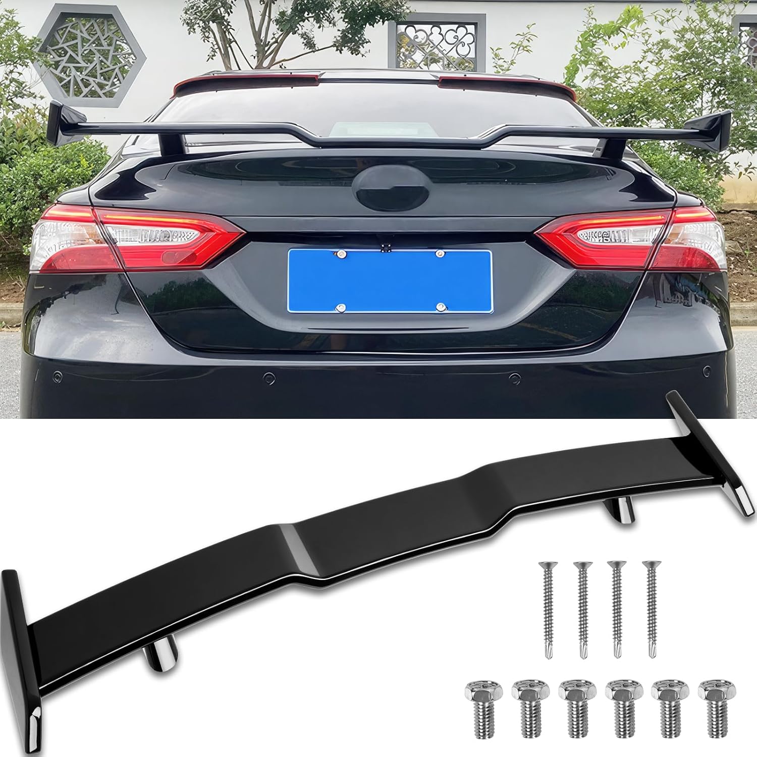 57 Inch Rear Car Spoiler, Trunk Spoiler Wing Aleron Trasero Spoilers for Cars Compatible with 2018-2024 8th Gen Toyota Camry SE XSE LE XLE TRD 2018-2024 10th Gen Honda Accord LX EX Touring Gloss Black