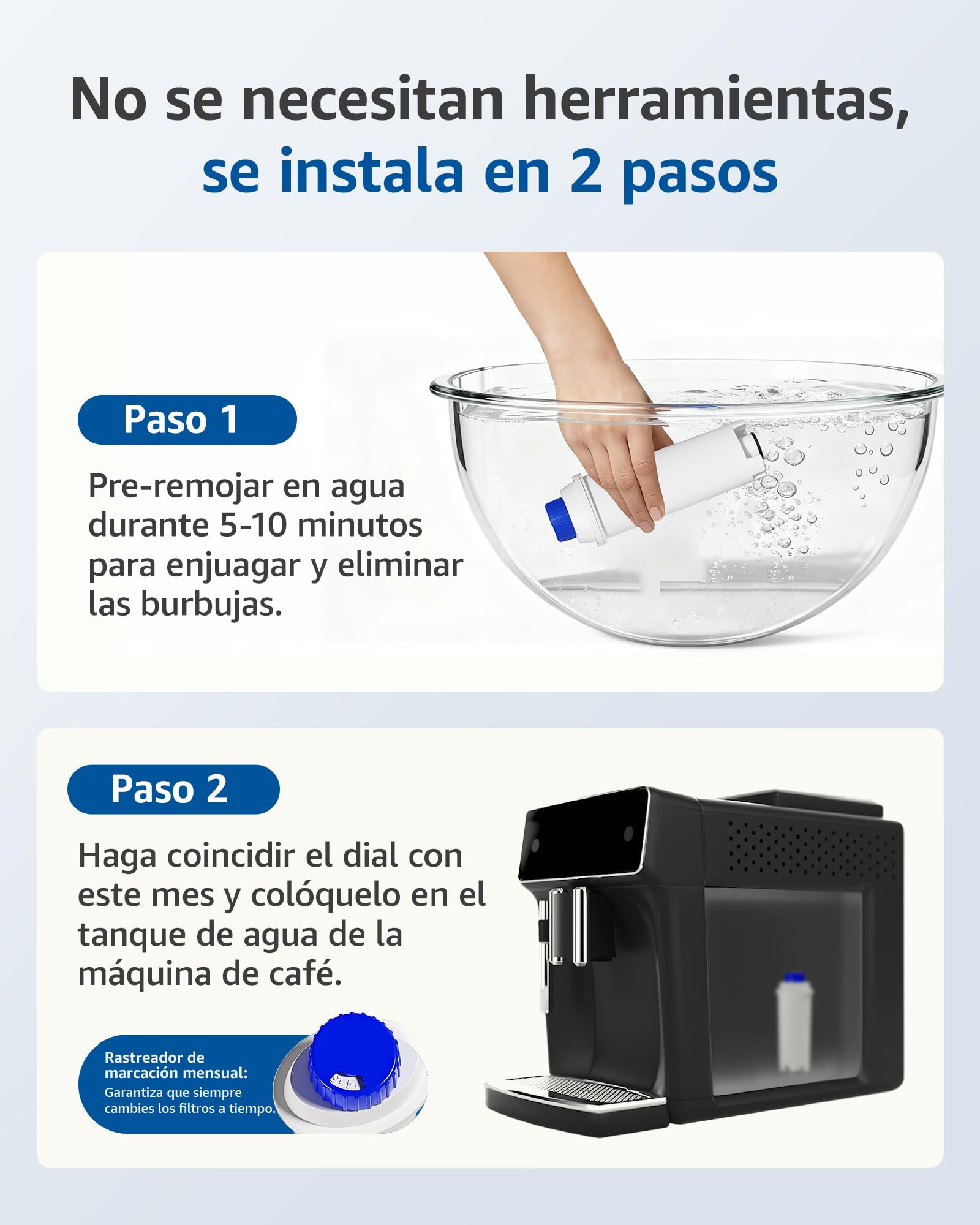 Maxblue Filtro de Agua para Cafetera, Recambio para De'Longhi® DLSC002, DLS C002, 9310926, SER3017, 5513292811 y Cafetera Espresso de ECAM ETAM EC800 EC680 BCO, Certificado TÜV SÜD (6)