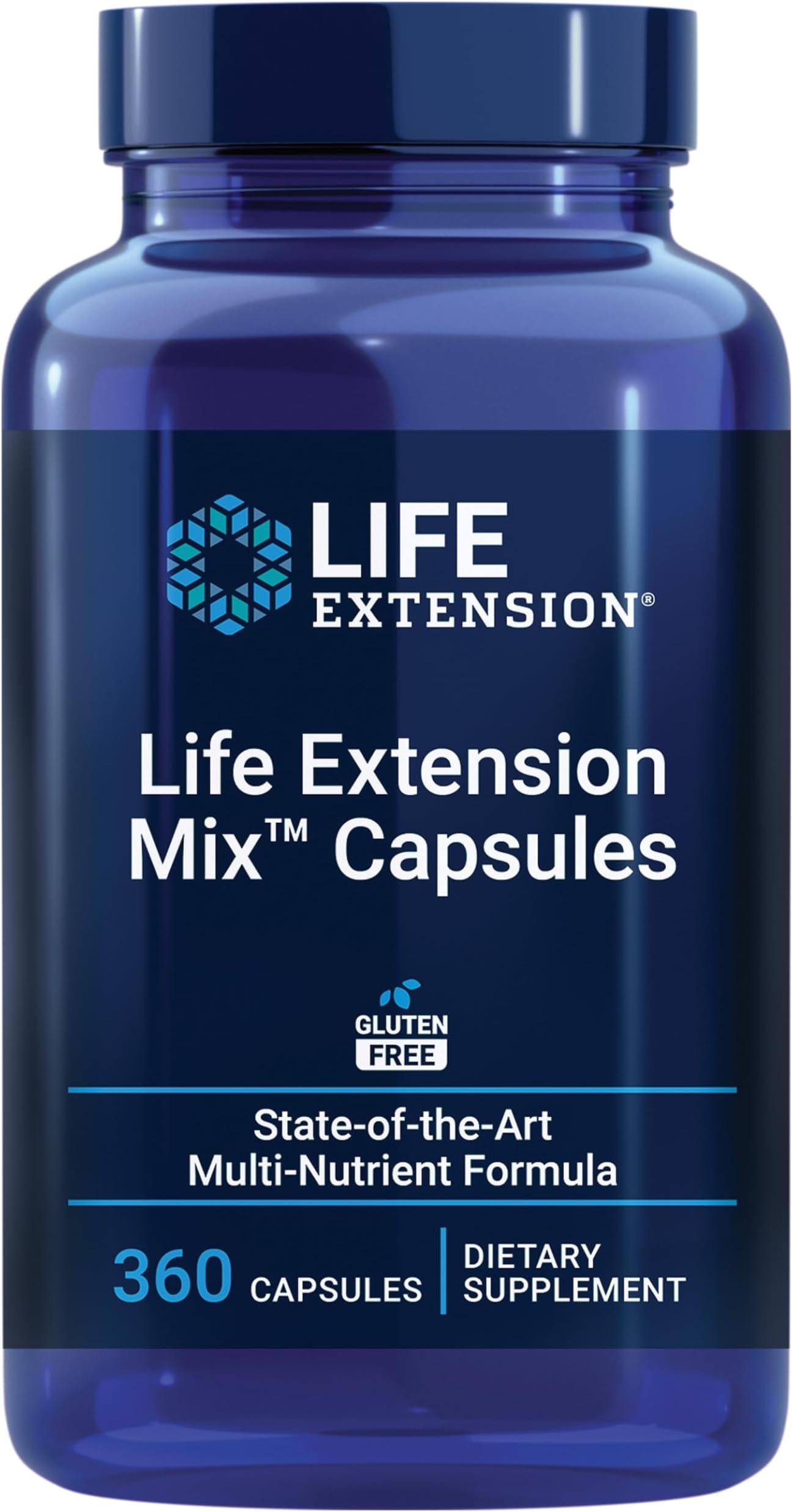 Life Extension Mixโข Capsules, high-Potency, Advanced Vitamin, Mineral, Fruit & Vegetable Formula, Vitamin C, B, D, E, Magnesium, for Whole-Body Health, Healthy Aging, Gluten-Free, 360 Capsules
