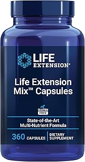 Life Extension Mix™ Capsules, high-Potency, Advanced Vitamin, Mineral, Fruit & Vegetable Formula, Vitamin C, B, D, E, Magnesium, for Whole-Body Health, Healthy Aging, Gluten-Free, 360 Capsules