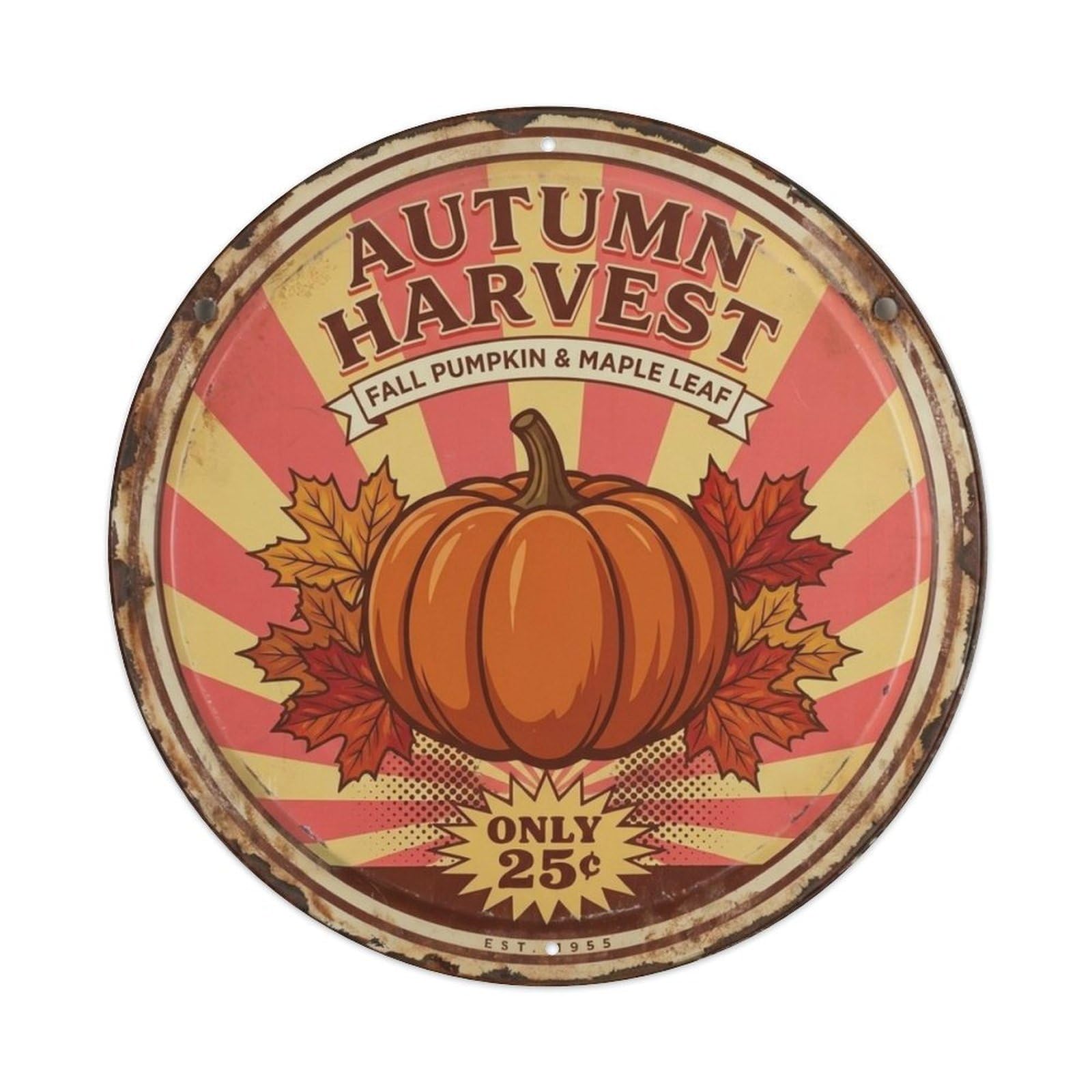 Fall Harvest Pumpkin Metal Tin Sign Plaque