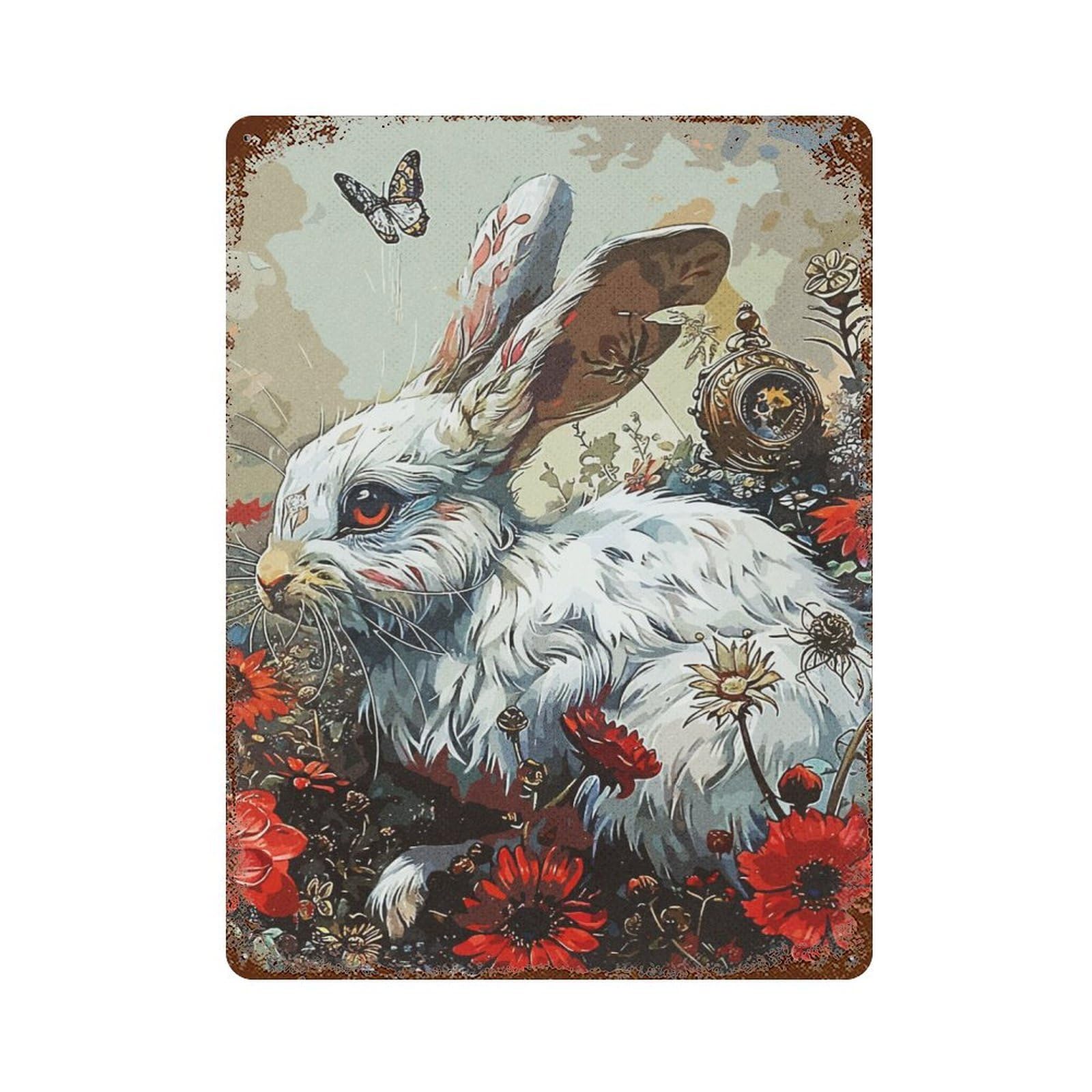 Rabbit Garden Retro Metal Sign 15.7"x11.8", for Pub, Kitchen And Man Cave Decor, Industrial Home Decor