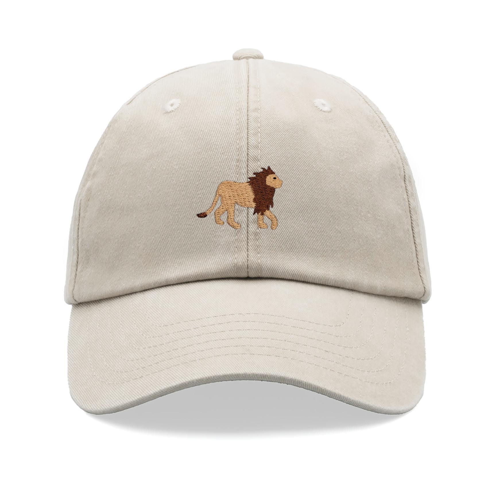 Lion Baseball Cap Vintage Washed Unisex Dad Hat Low Profile Adjustable Stone