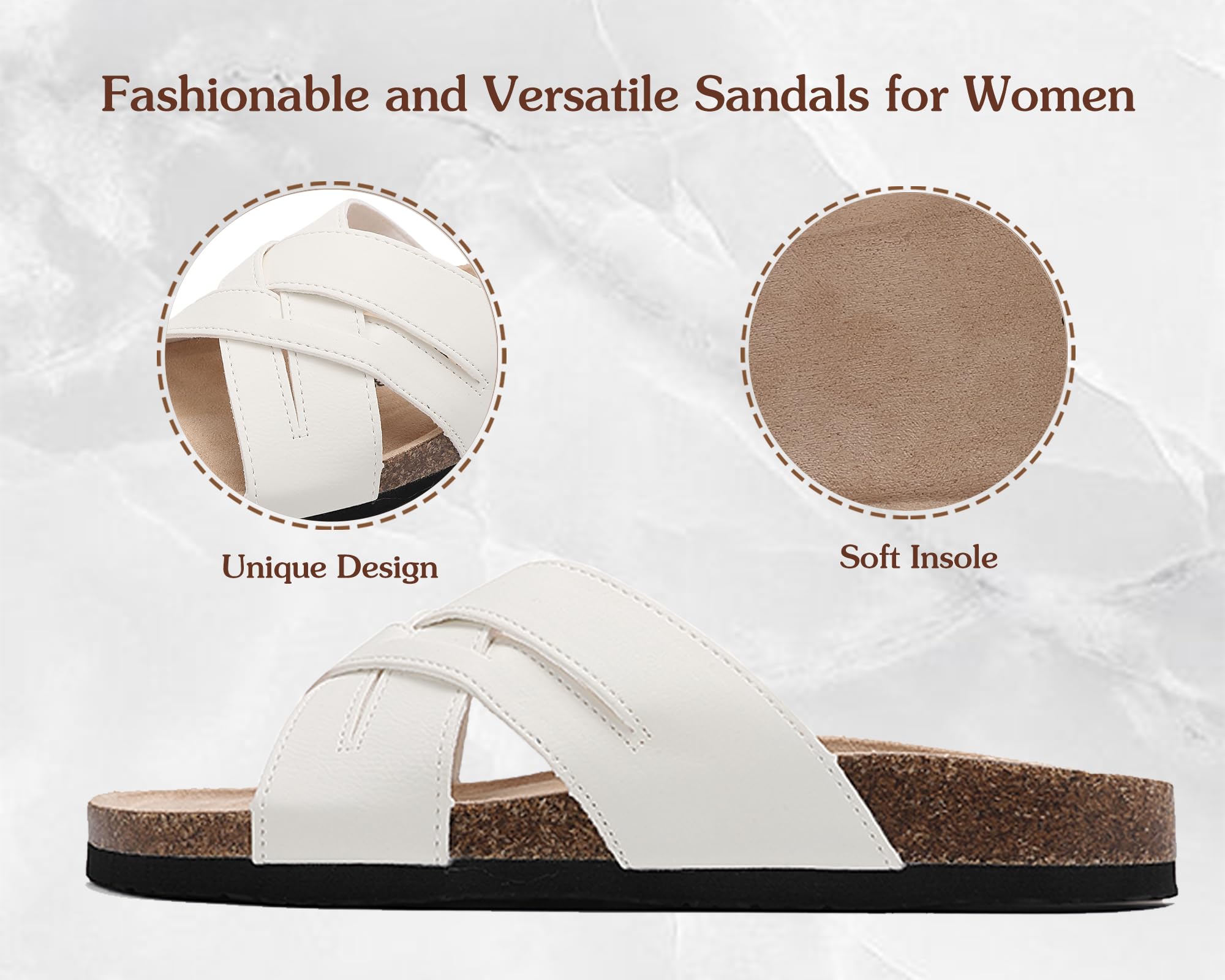 ARRIGO BELLO Mules Mujer Cómodas Sandalias de Cuero Zapatillas Antideslizantes de Moda Verano Aire Libre PantuflasTalla 36-41