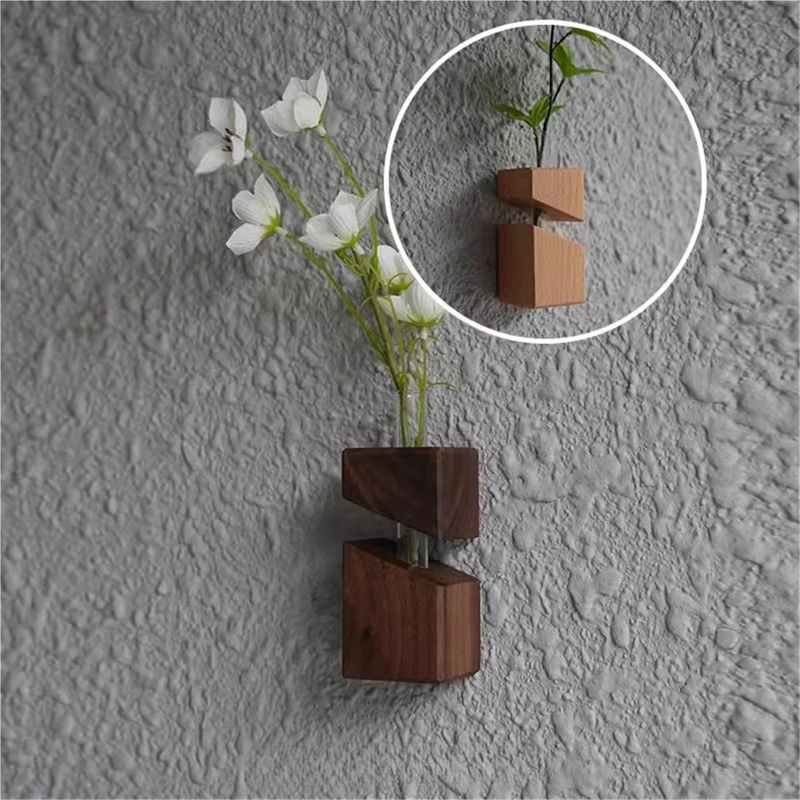 Wandvase Geometrische Wandvase aus massivem Holz