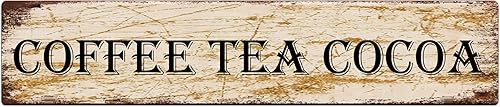 KILSPU Letrero de metal retro para decoración de pared de café, té, cacao, café, 4 x 16 pulgadas