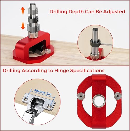Miniatura 3 de Twotrees - Plantilla de bisagra oculta de 1.378 in, plantilla de bisagra de gabinete de aleación de aluminio, plantilla de hardware de gabinete