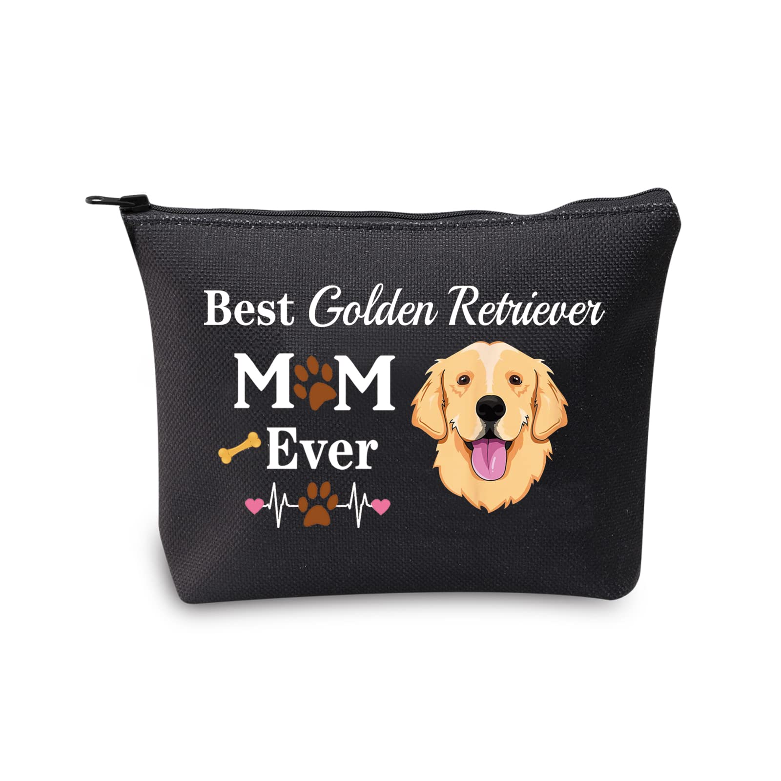 Golden Retriever Mom Gifts Golden Retriever Makeup Bag Best Golden Retriever Mom Ever Cosmetic Bag Golden Retriever Lover Gifts for Golden Retriever Owner Travel Bag (Golden Retriever Mom Black Bag)