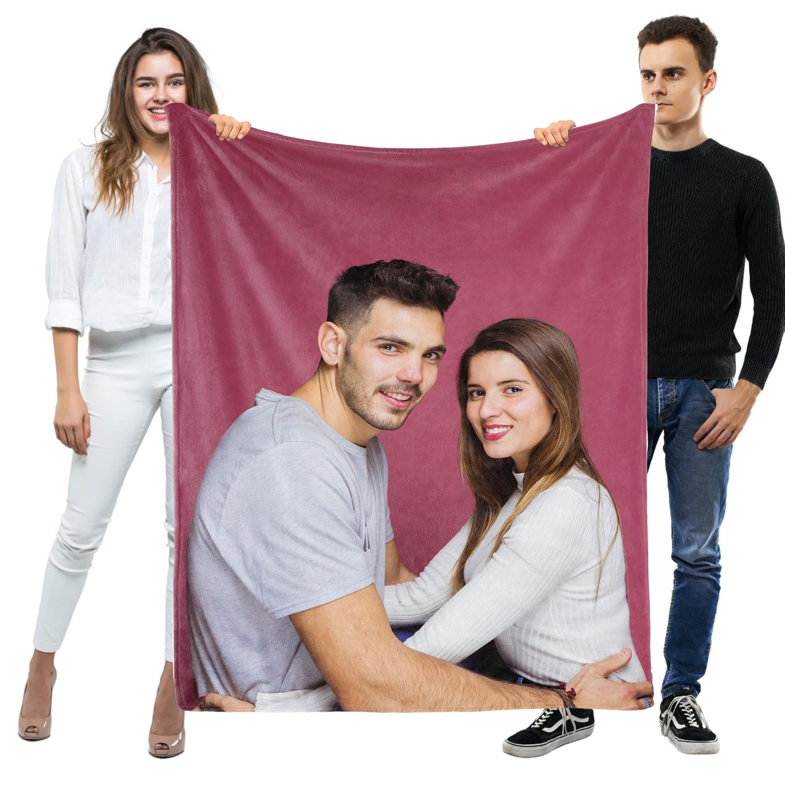 Dr Custom Manta Personalizada con Foto y Texto - Mantas Personalizadas para Mujer, Hombre, Pareja y Familia San Valentín, Día del Padre, Día de la Madre y Ocasiones Especiales -
