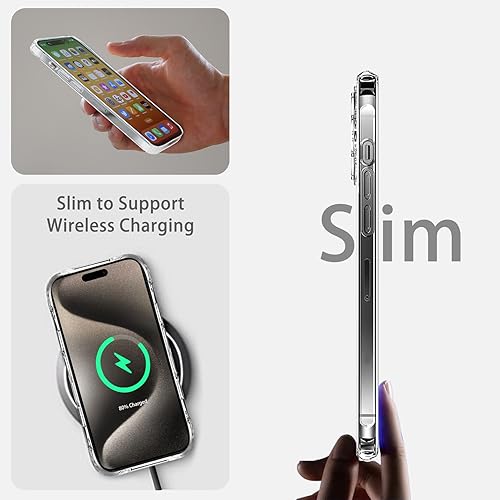 Miniatura 4 de JJGoo Compatible con iPhone 15 Pro Max Funda transparente, transparente a prueba de golpes, delgada, antiarañazos, carcasa protectora trasera de