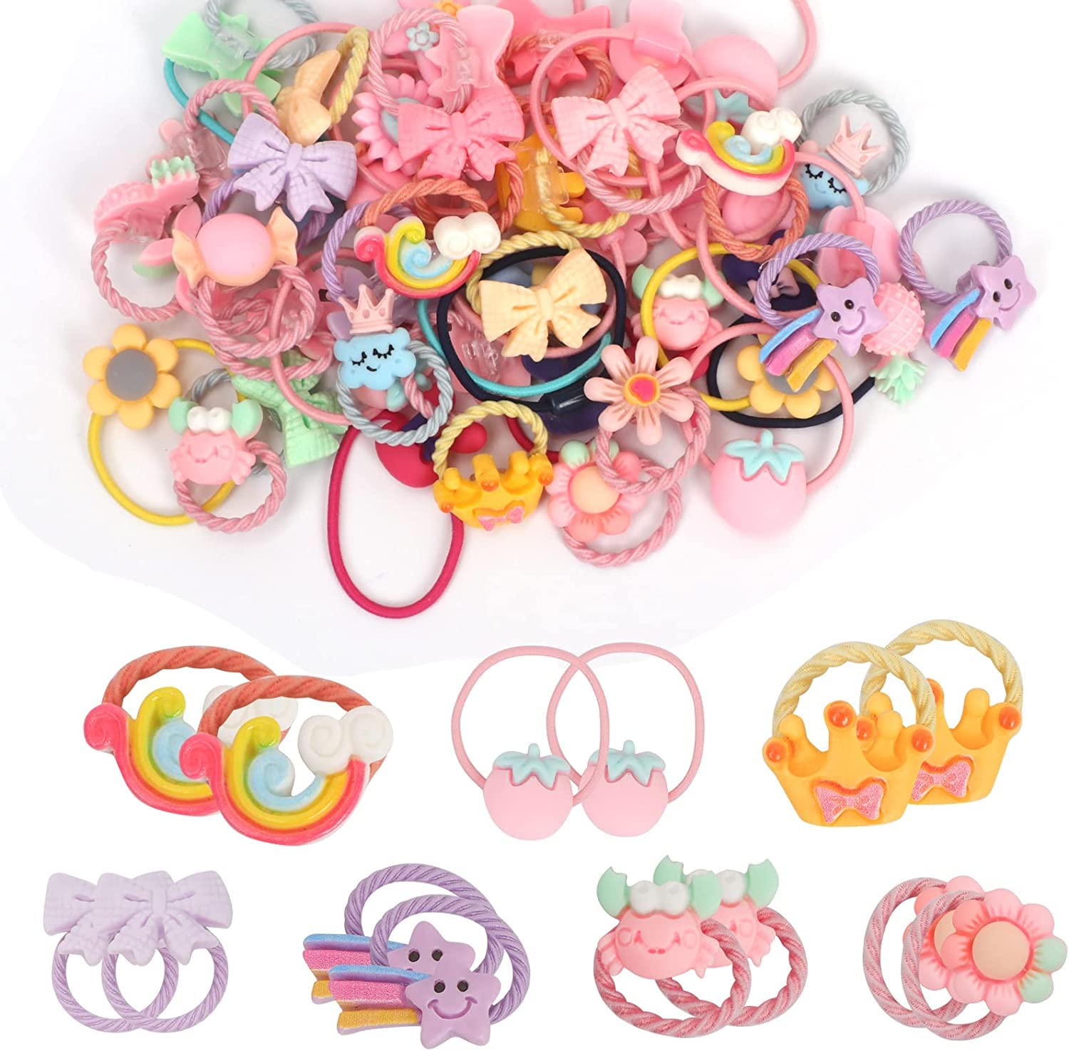 40 PCS Hair Ties Stretchable Rubber Cartoon Elastic Hair Band Cute Hair Ties For Girls, Little Hair Bands Ropes Ponytail Holder for Thin Hair, Suitable for Baby Girls Toddlers Kids Children (B0BSXPDX1G) Amazon Price History, Amazon Price Tracker