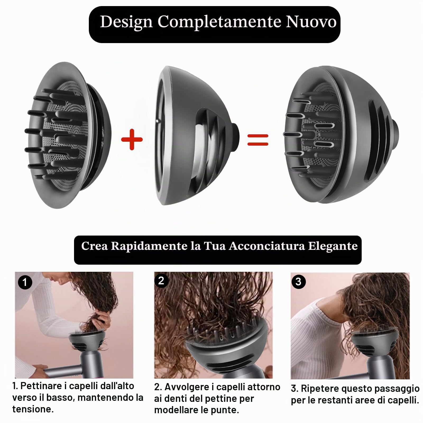 Diffusore Ugello Accessori per Dyson per Supersonic Asciugacapelli HD01 HD02 HD03 HD04 HD05 HD07 HD08 HD14 HD15, Onde e Ricci Diffusore Accessori
