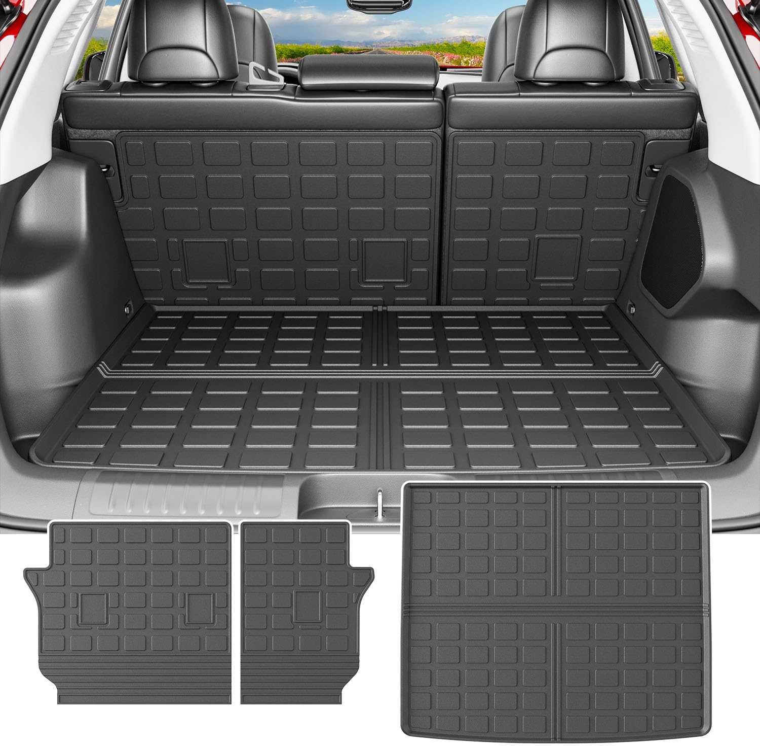 powoq Cargo Mat Compatible with 2019-2023 Jeep Cherokee Trunk Mat TPE Cargo Liner Trunk Liner Replacement for 2019 2020 2021 2022 2023 Jeep Cherokee Accessories
