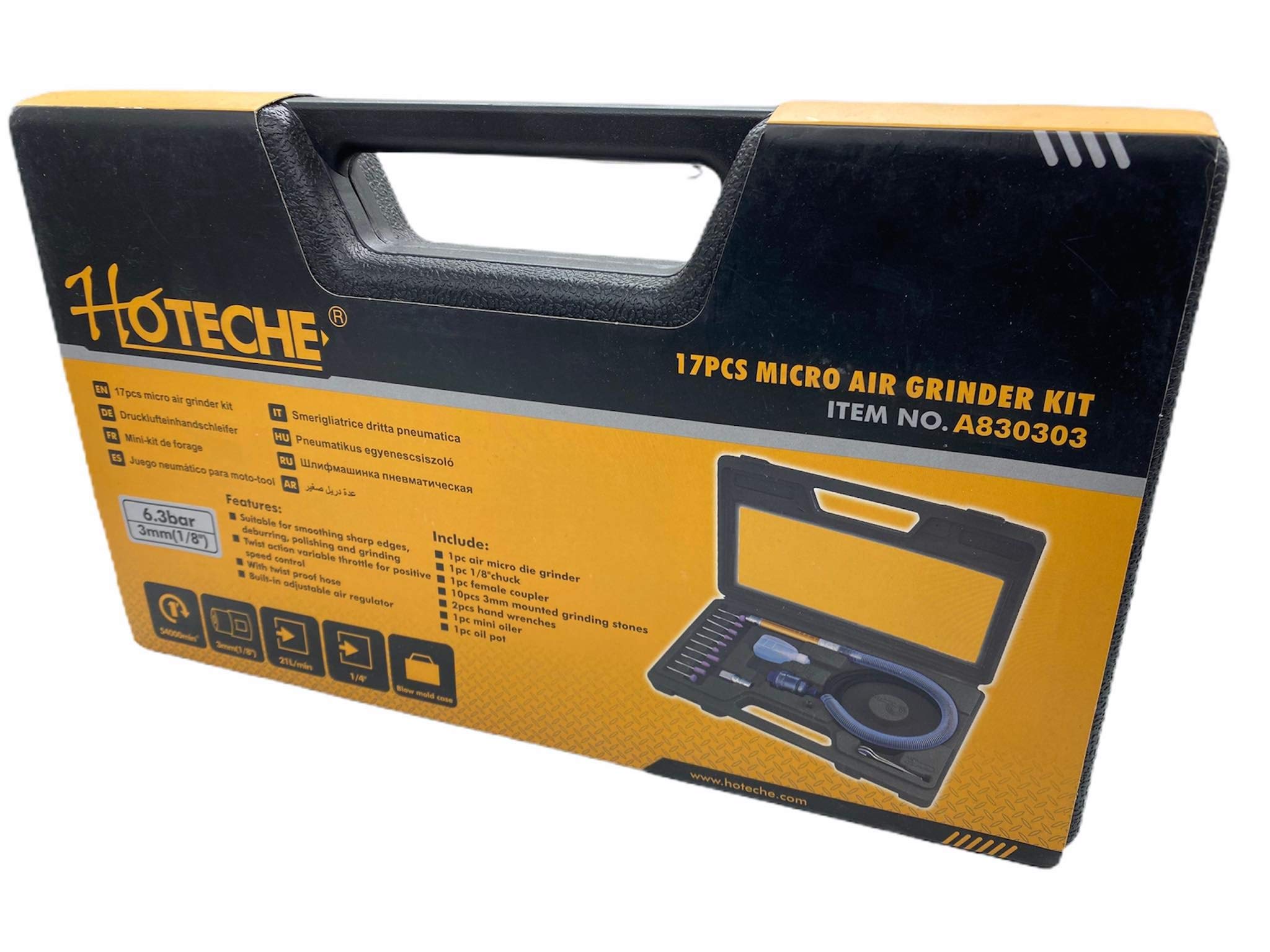 Mini Smerigliatrice Pneumatica ad Aria Compressa 54000 RPM Kit 17 Pezzi 3 mm per Metallo
