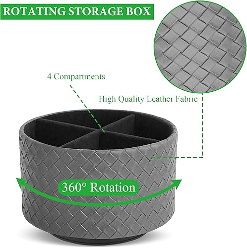 Miniatura 3 de Hennaja Organizador redondo de cuero para suministros de arte, soporte para control remoto, giro de 360 grados, soporte multifuncional para lápices