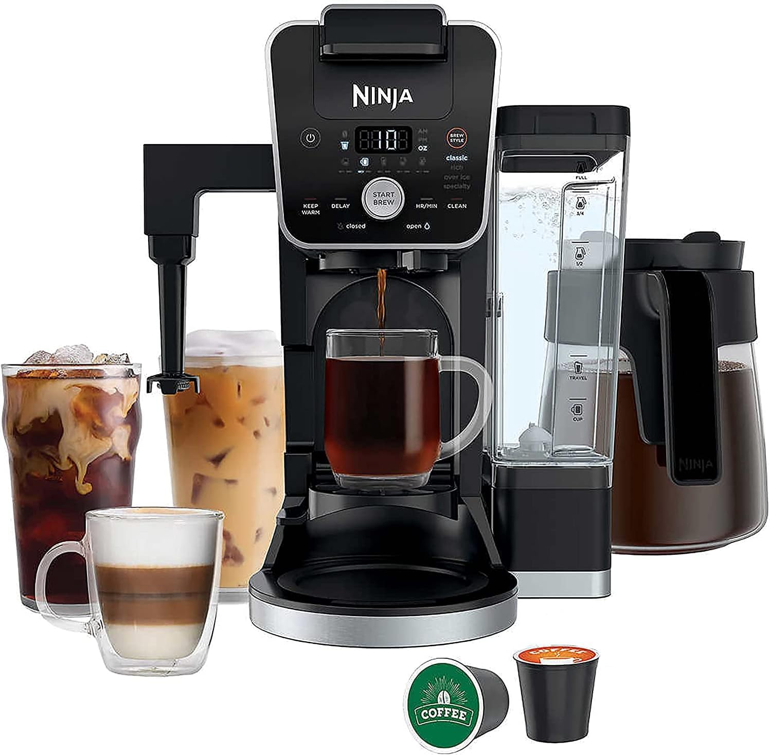 Ninja Foodi, CFP451CO DualBrew System, Cafetera de 14 tazas, 4 Estilos