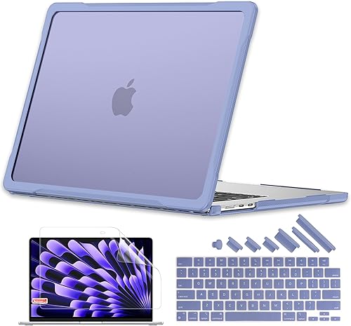 Miniatura 56 de Batianda Funda mejorada para MacBook Air de 15 pulgadas modelo 2025 2024 2023 versión M4 M3 M2 A3241/A3114/A2941, carcasa rígida protectora Gris