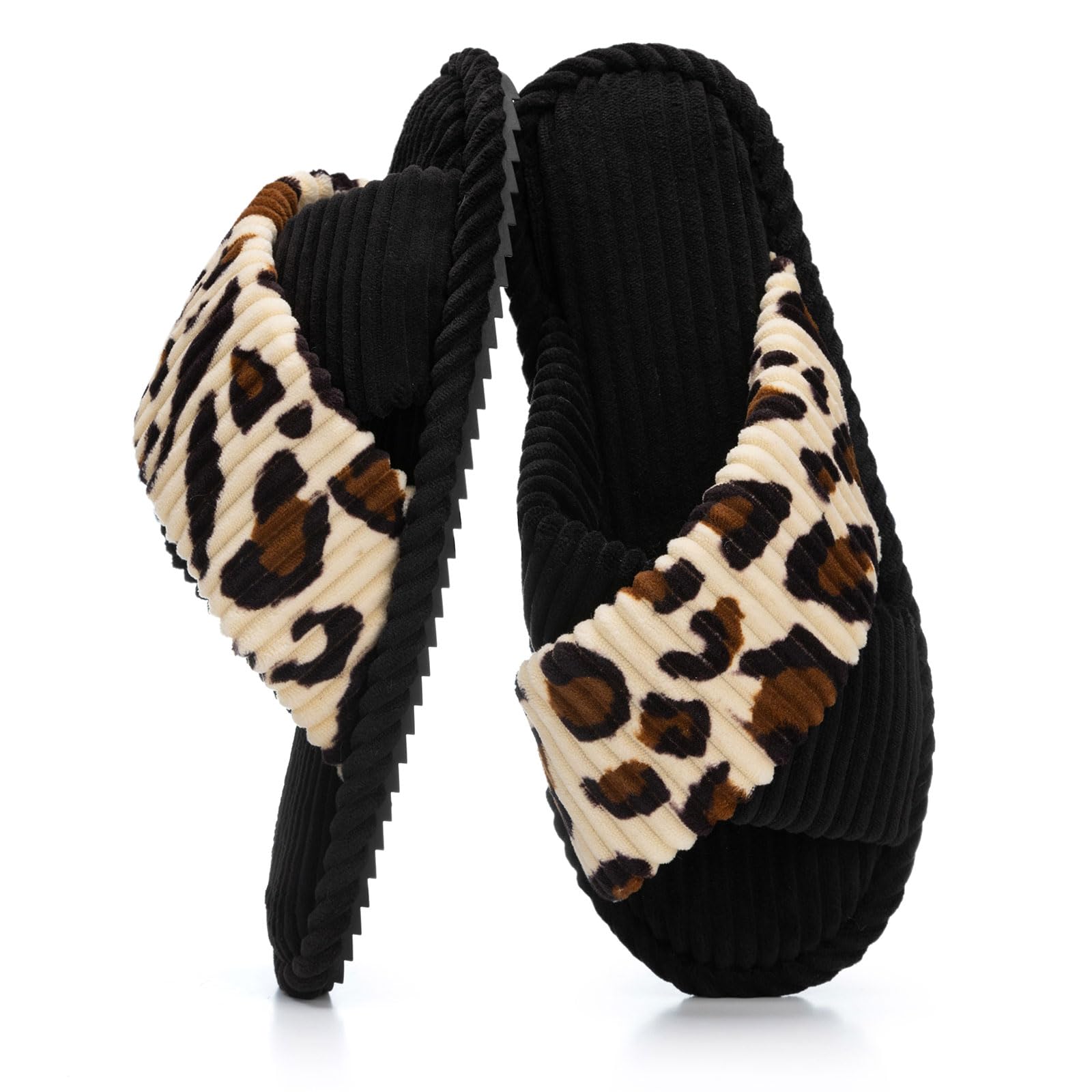 GOEWY Slippers for Women with Memory Foam Open toe House Bedroom Shoes | Crossbands Cozy Corduroy Slides,Non Slip Lightweight Sole,Indoor and Outdoor,Machine-washable,Gift for Womens