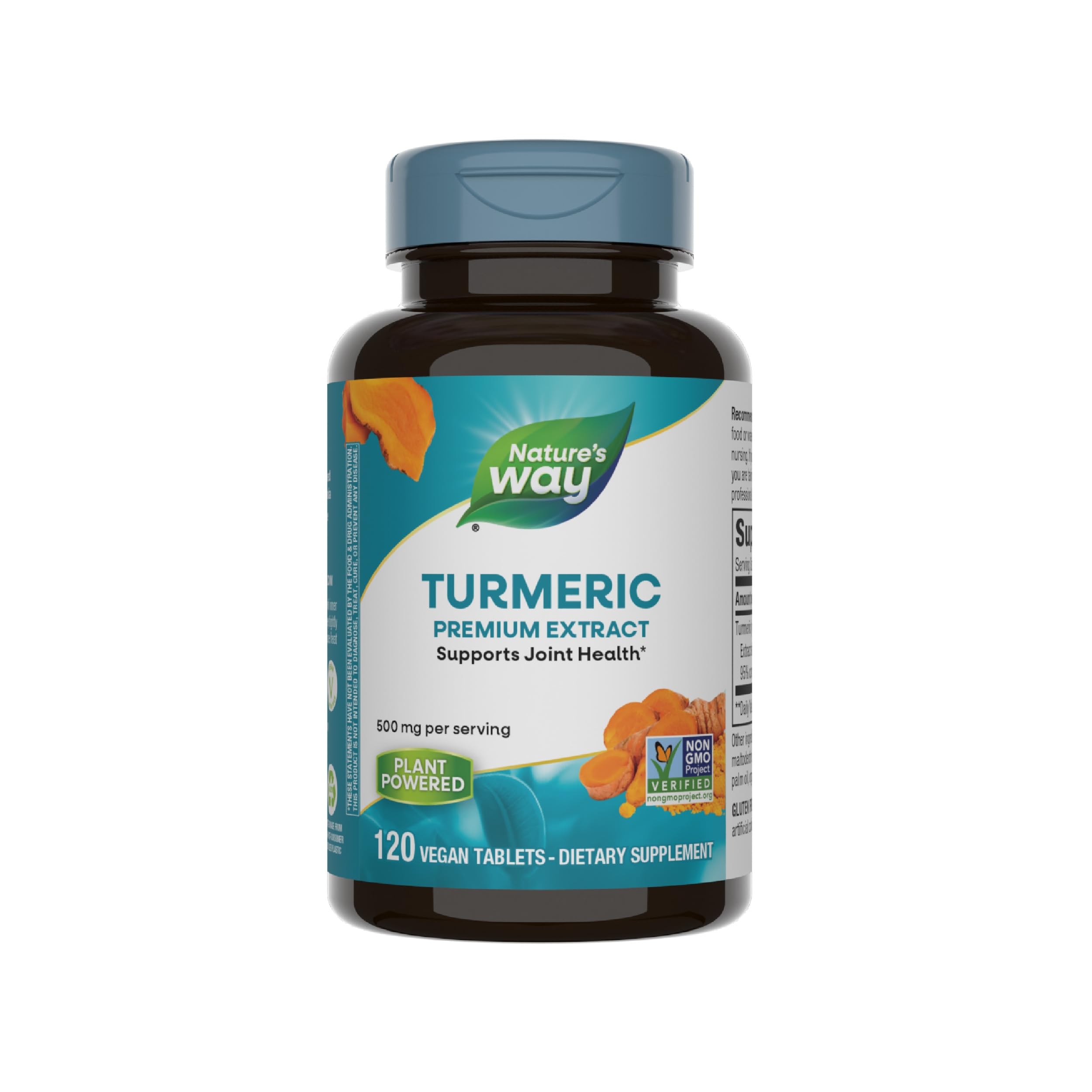 Turmeric, Premium Extract, Supports Joint Health*, Standardized to 95% Curcuminoids, 500 mg per Serving, Non-GMO Project Verified, 120 Tablets (Packaging May Vary)