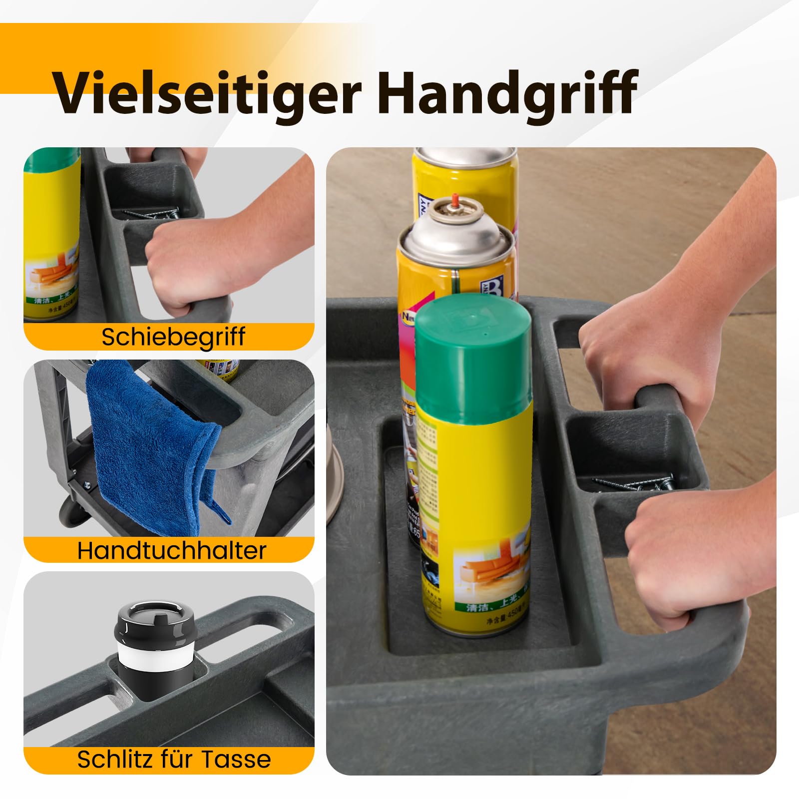 COSTWAY Werkstatt-Rollwagen 3 Etagen, Werkstattwagen mit verstellbarem Mittelboden & Griff, Montagewagen Kunststoff bis zu 250 kg belastbar, Werkzeugwagen für Garage Lager, 86 x 44 x 77 cm (3 Etagen