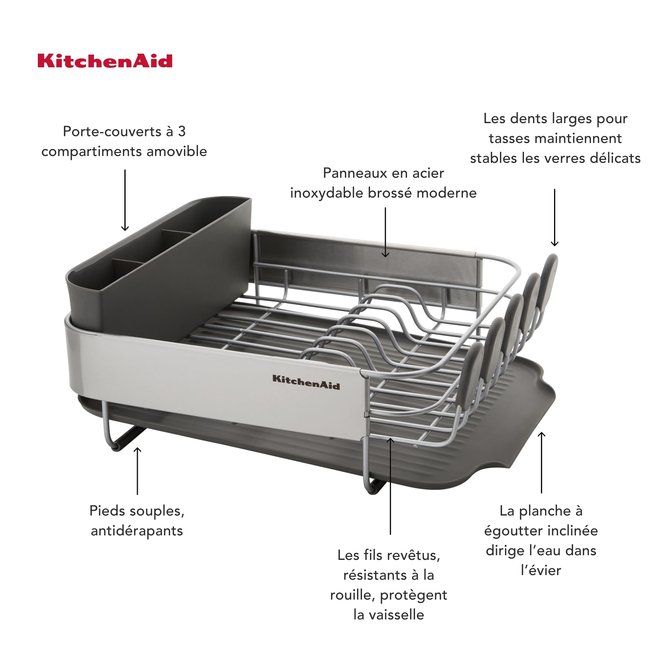 KitchenAid Support compact pour le séchage de la vaisselle - Gris anthracite