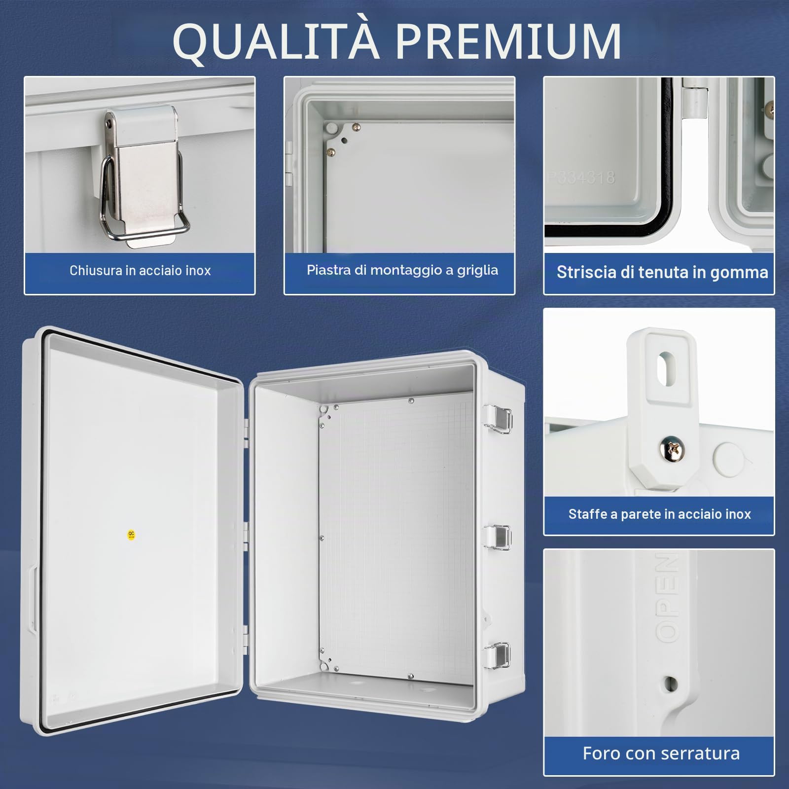 Scatola Elettrica da Esterno,Armadio Elettrico Da Esterno,IP66 Scatola Derivazione Esterna Da Parete, Alloggiamento in Plastica ABS, Cassetta per Contatore Elettrico 500×600×220MM