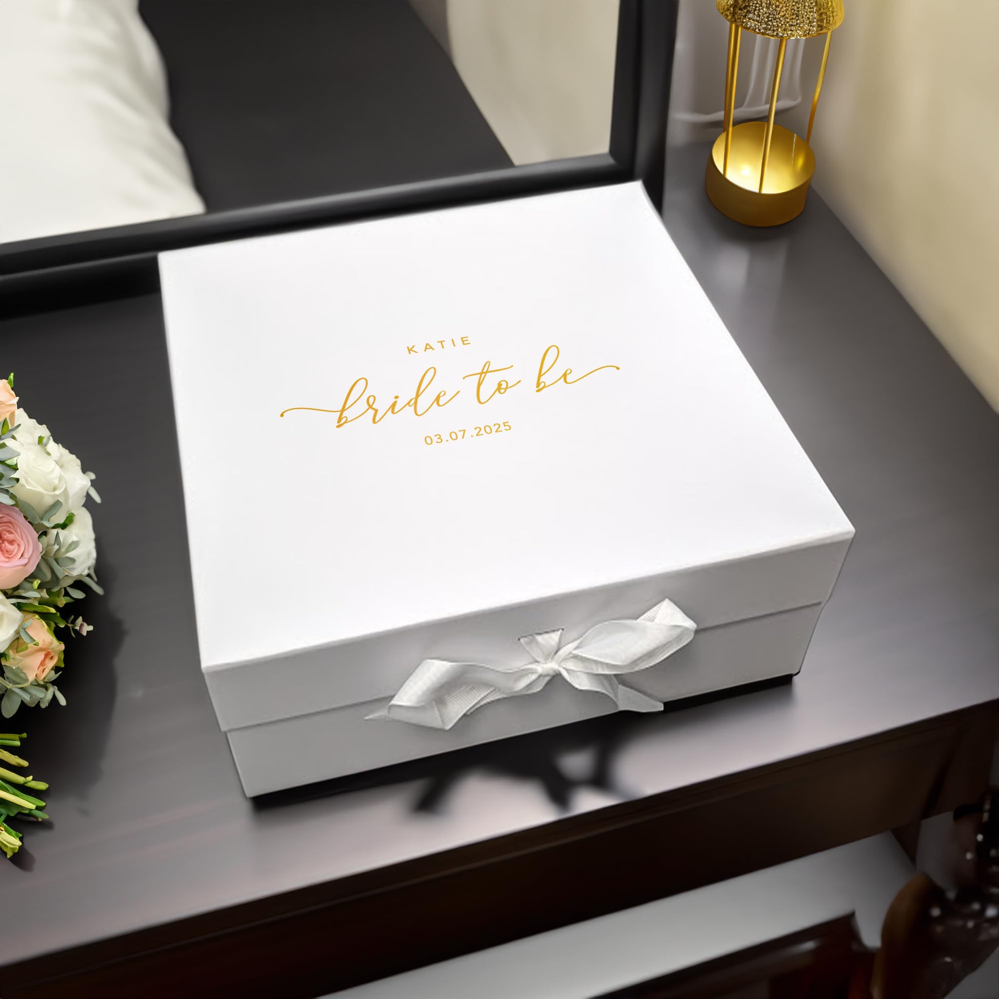 Craftwalla® Bride-to-Be Gift Box – Personalised Wedding Keepsake Hamper with Foil | Perfect Engagement Gift, Bridal Shower Present & Hen Party Surprise (Gold, XL)