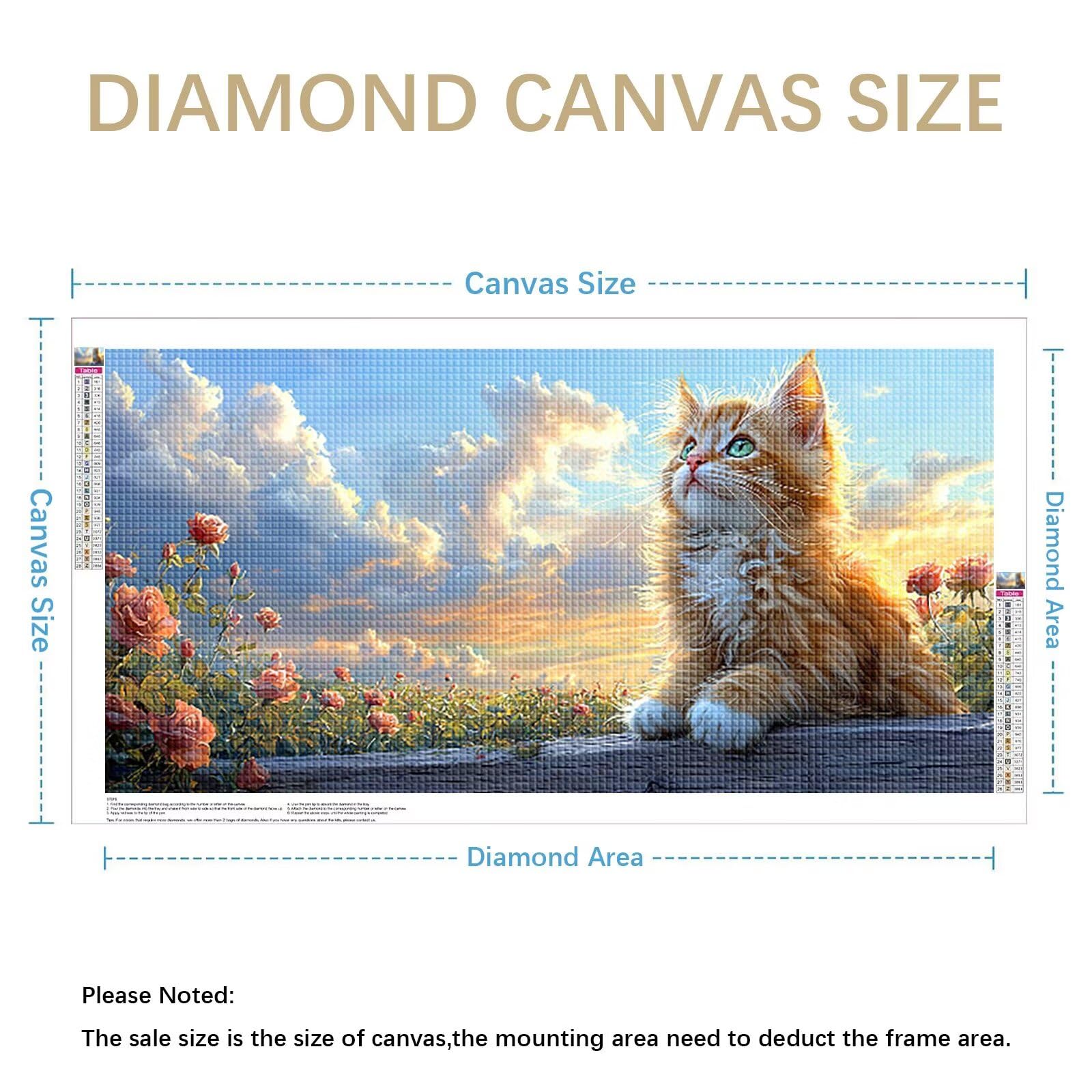 Diamond Painting Adultos Gato Pintura Diamante, Flor Diamond Painting 5D Completo, DIY Cuadrado Cristal Bordado Punto de Cruz Cuadros de Diamantes para Decoracion Hogar, Regalo Mujer 140x70cm 0J-72