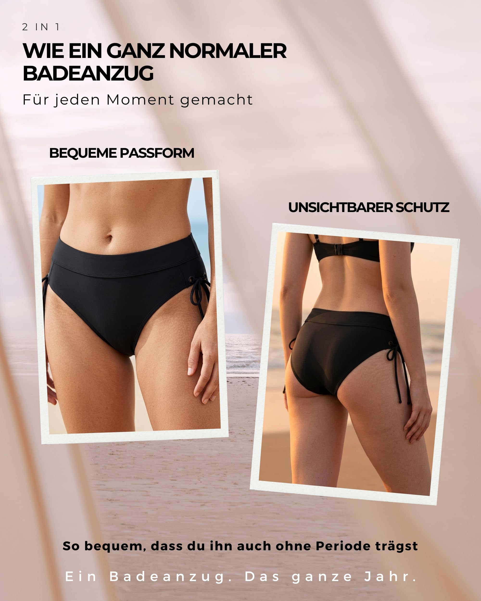 Perioden Badeanzug Mädchen & Damen | AquaSecure Technologie | Für leichten bis mittleren Periodenfluss | Perioden Bikini Teenager Mädchen & Damen | Menstruations Badeanzug | Ökologisch, OEKO-TEX