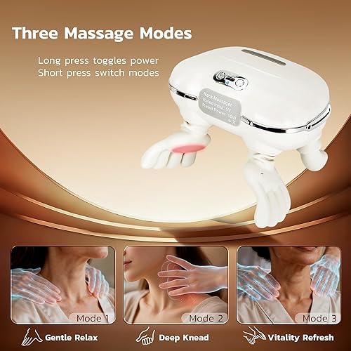 Miniatura 2 de Masajeador de mano y cuello, masaje de manos biónico inalámbrico eléctrico 4D masajeador de amasamiento trasero hombro con calor blanco