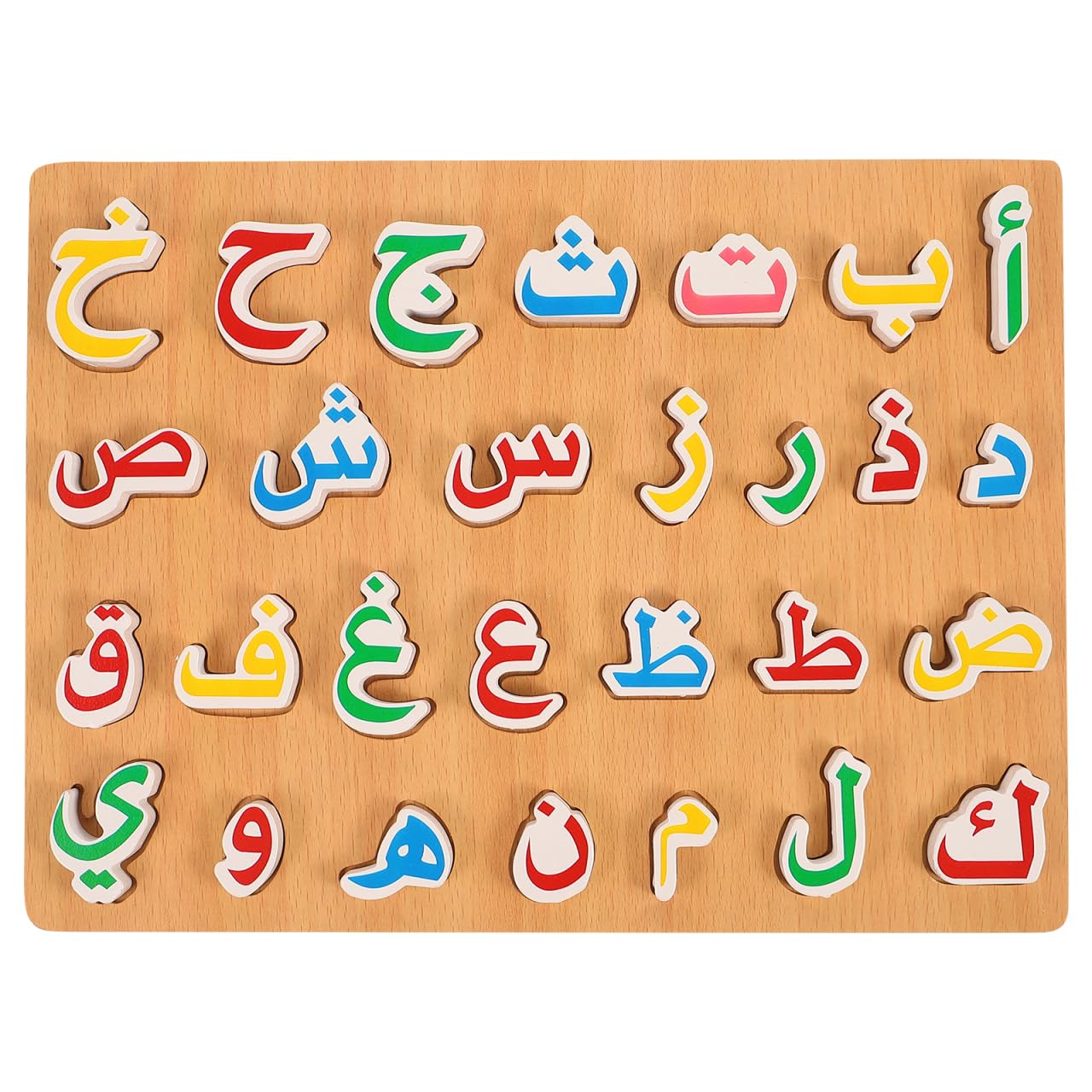 Wooden Jigsaw Puzzles for Kids ABC Alphabet LearningWooden Arabic Alphabet Puzzle for Kids Educational Toy Early Learning Matching Board for Toddlers 1-3 Years Old Montessori Style Preschool Activity