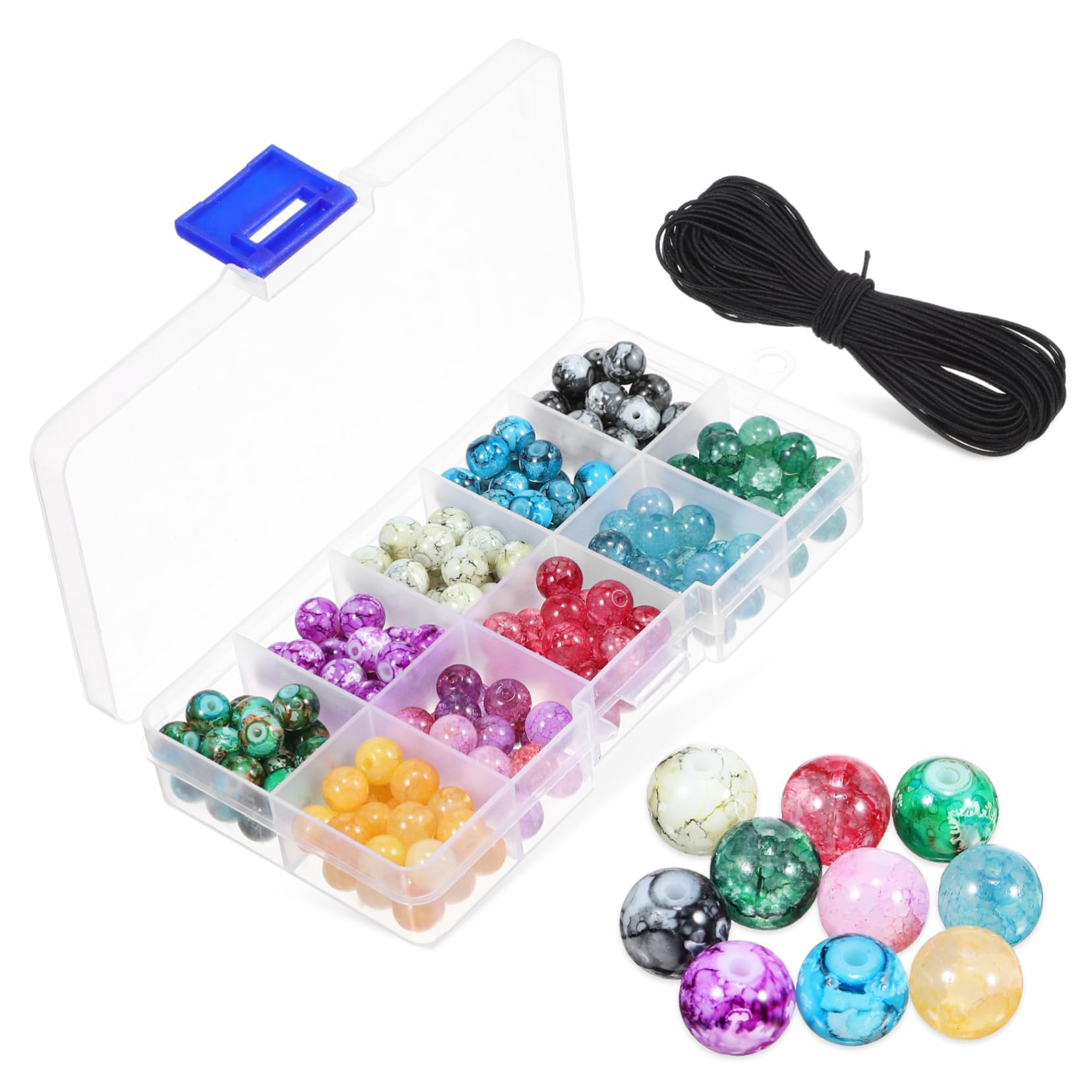 ARTIBETTER 5 Set Perline Rotonde Per Bigiotteria Con Filo Elastico Per Creare Collane E Braccialetti Fai Da Te Perline Per Gioielli Diy Con Filo 200 Pezzi*5
