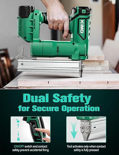 Miniatura 7 de KIMO - Pistola de uñas de calibre 18 inalámbrica con batería de 2.0 Ah x 2 y cargador rápido, 5000 clavos, disparo de un solo contacto, 180