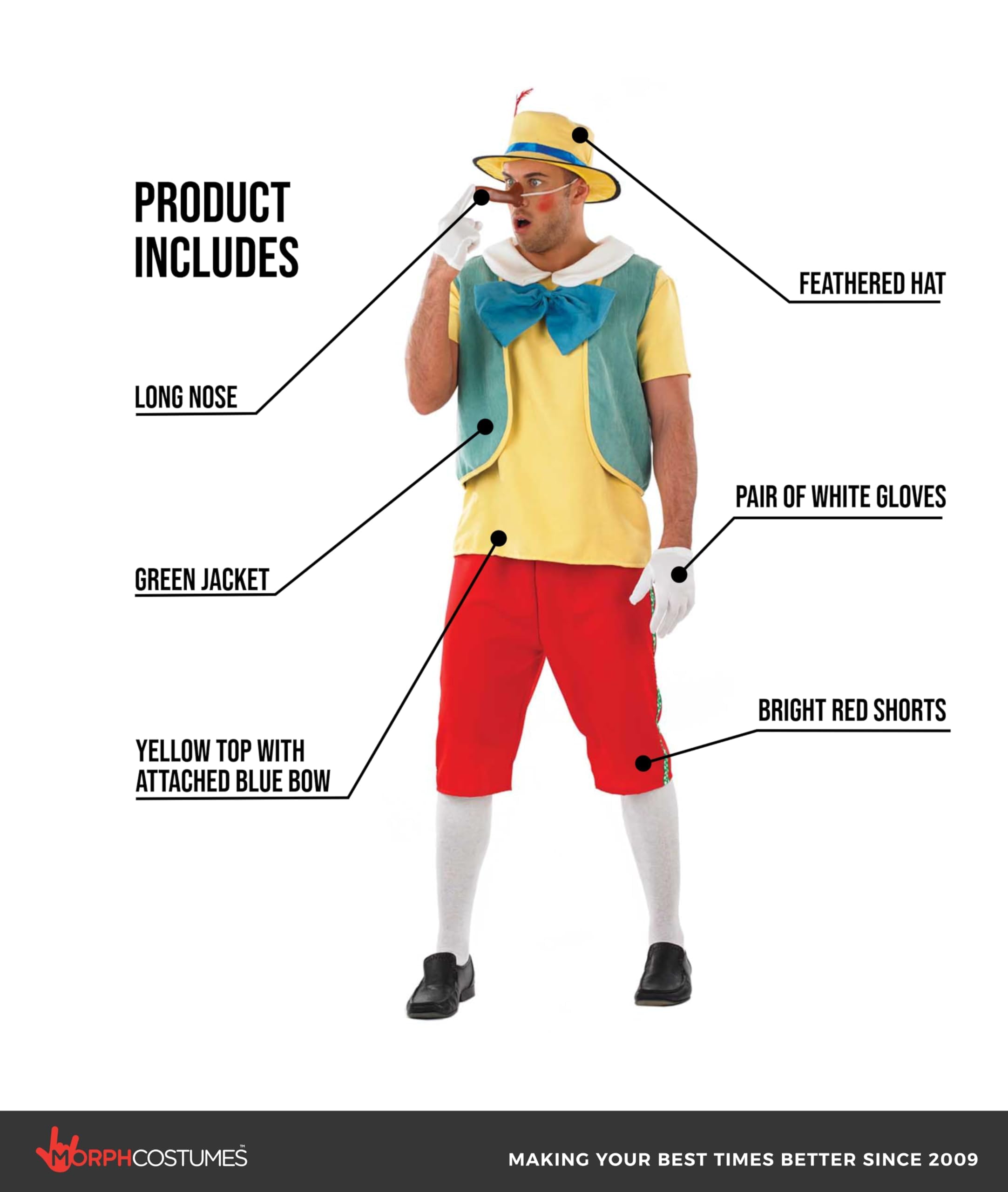 Fun Shack Disfraz Pinocho Hombre, Disfraz Muñeco Halloween Adulto