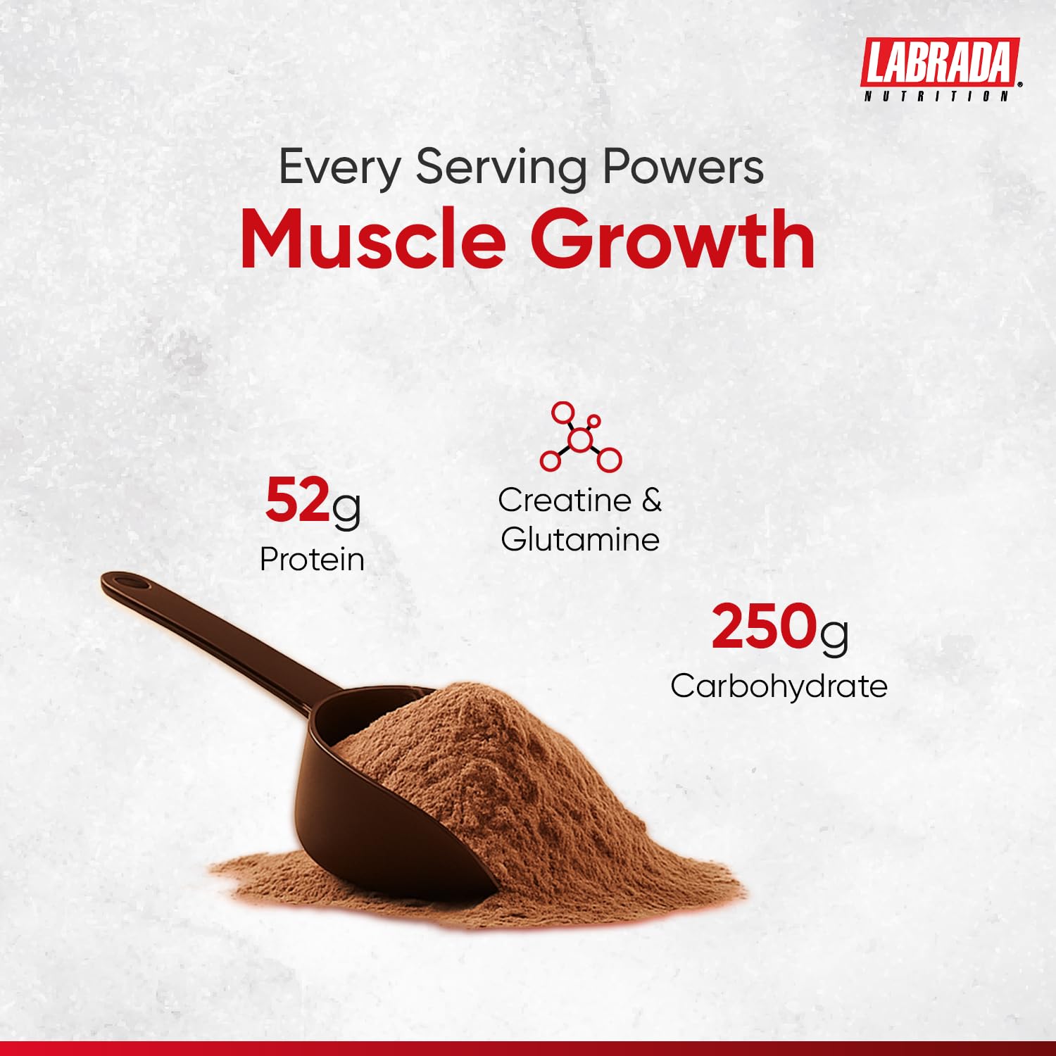 Labrada Muscle Mass Gainer Powder(1 kg) (Chocolate) 2.2 lbs, Gain Weight, Post-Workout, 52gm Protein, 250g Carbs,1g Creatine, 500mg L-Glutamine,For 3 Servings — Amazon image 3