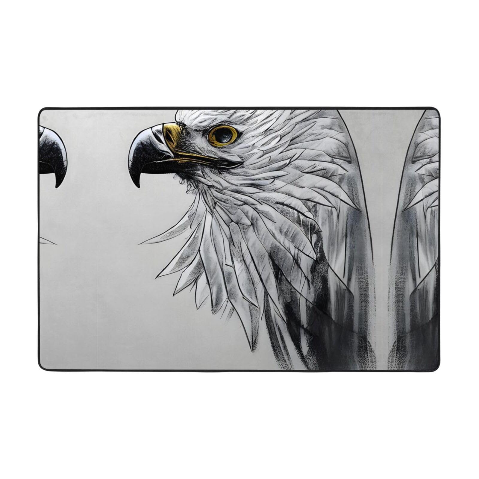 Tapis en flanelle de velours fin HYTTER Sketching an Eagle, tapis de sol doux de luxe