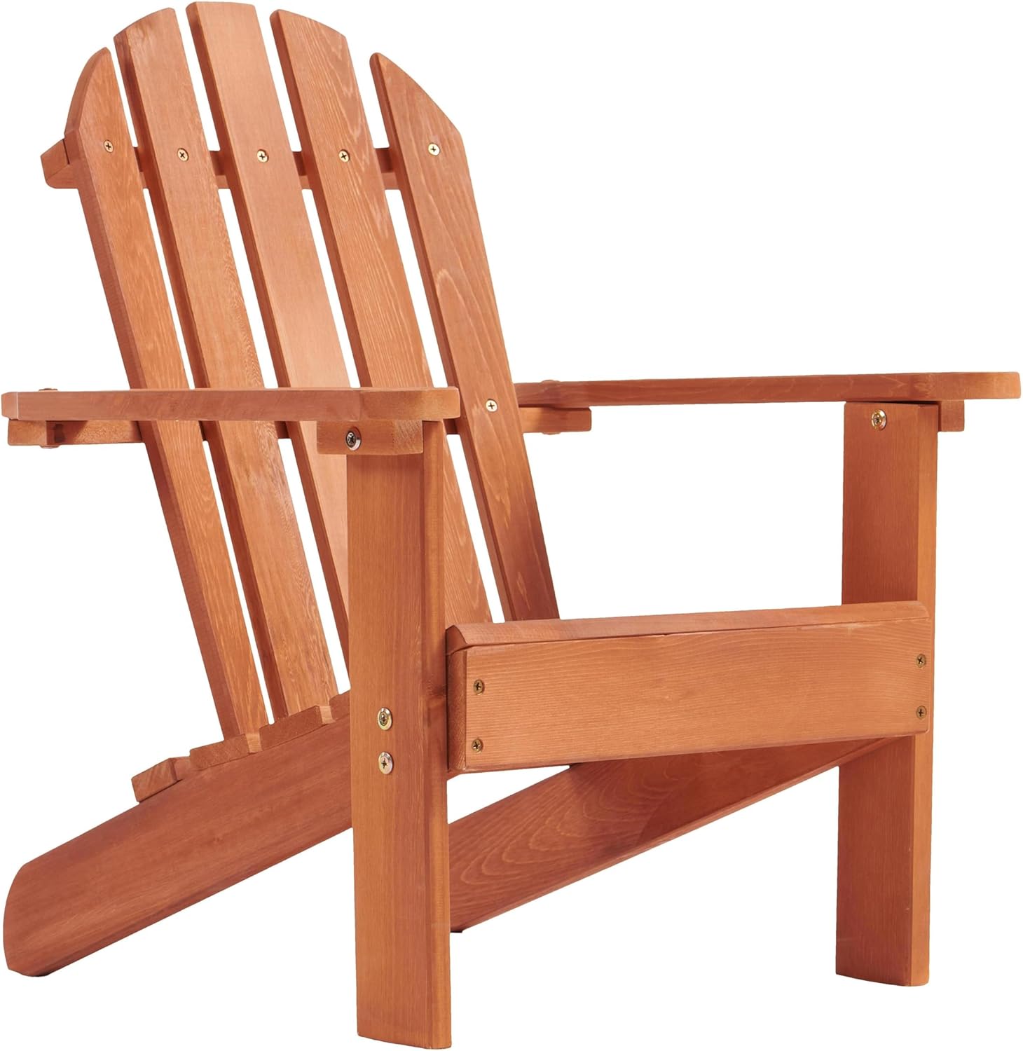 Adirondack Style Solid Wood Construction Outdoor Garden Chair in Red, No Cushions Included, Durable and Sturdy Furniture for Patio and Lawn Use