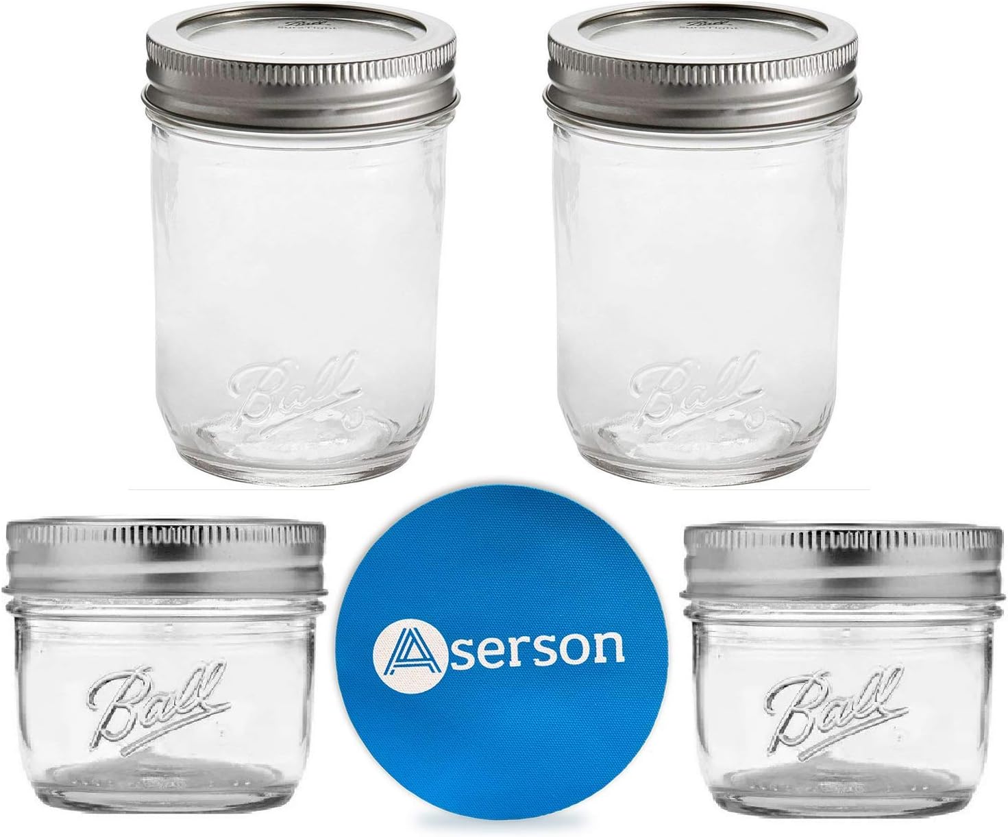 Aserson Ball Mason SmoothSided, Two 4oz + Two 8oz Regular