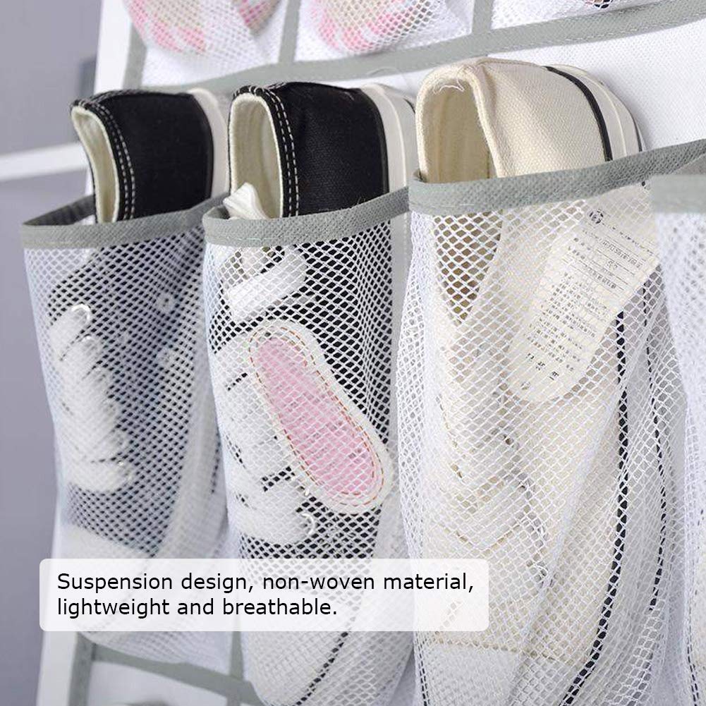Jwthee Over The Door Shoe Organizer,24 Pockets Hanging Shoe Organizer Large Clear Pockets Large Pockets Door Shoe Rack Organizer for Men Women Closet Storage Bag Shoes Organizer