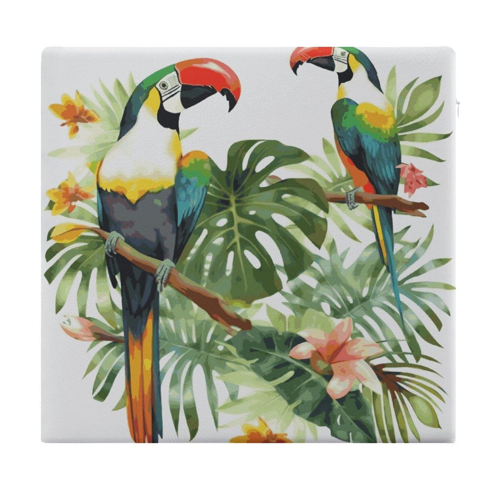 VstaDank Toucans Parrot Palm Tree Leaves Square Cushion Cute Memory Foam Seat Cushions15x13In Comfort Meditation Floor Pillow Removable Cover Soft Stool Cushion Pillow for Balcony Tatami
